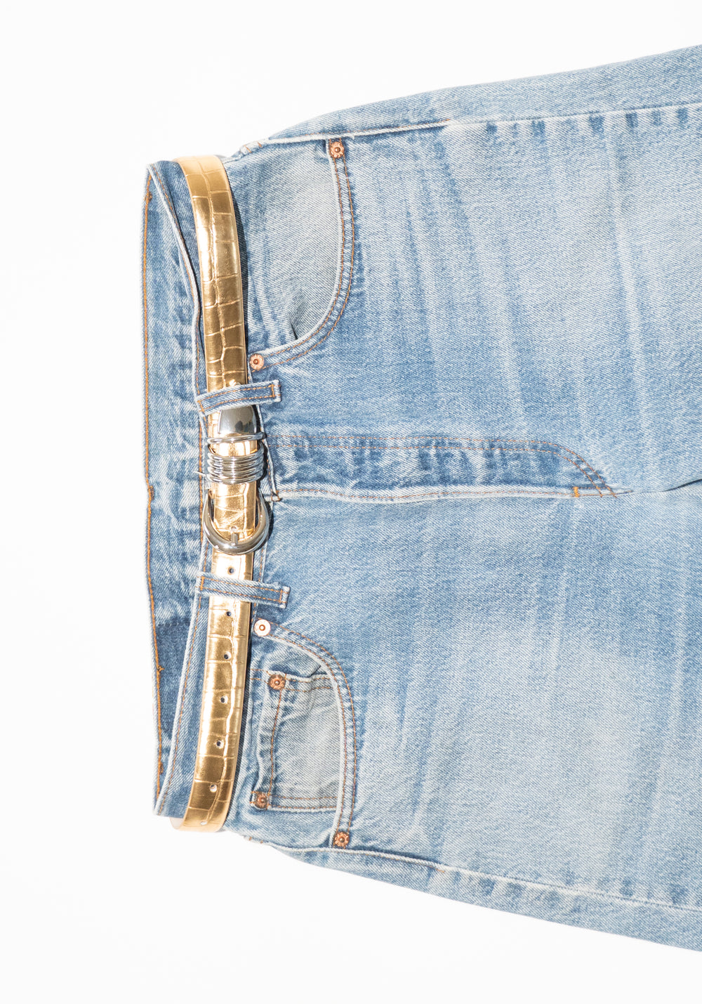 Dehanche Hollyhock Mirror Croc Belt in Gold with Silver