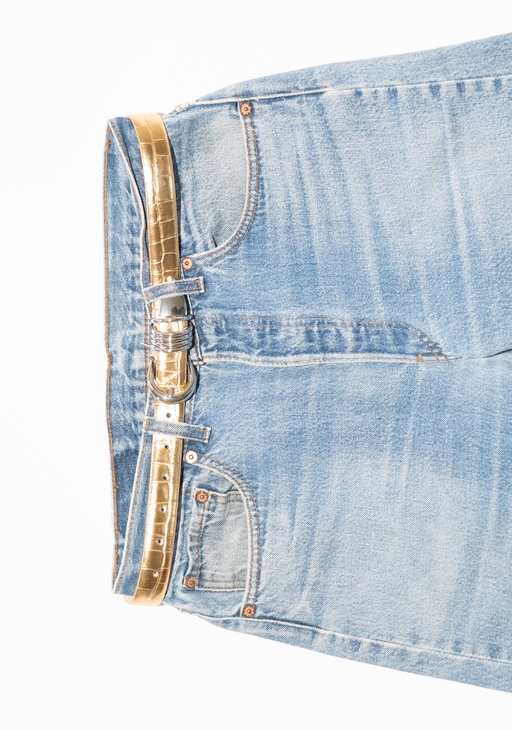 Dehanche Hollyhock Mirror Croc Belt in Gold with Silver