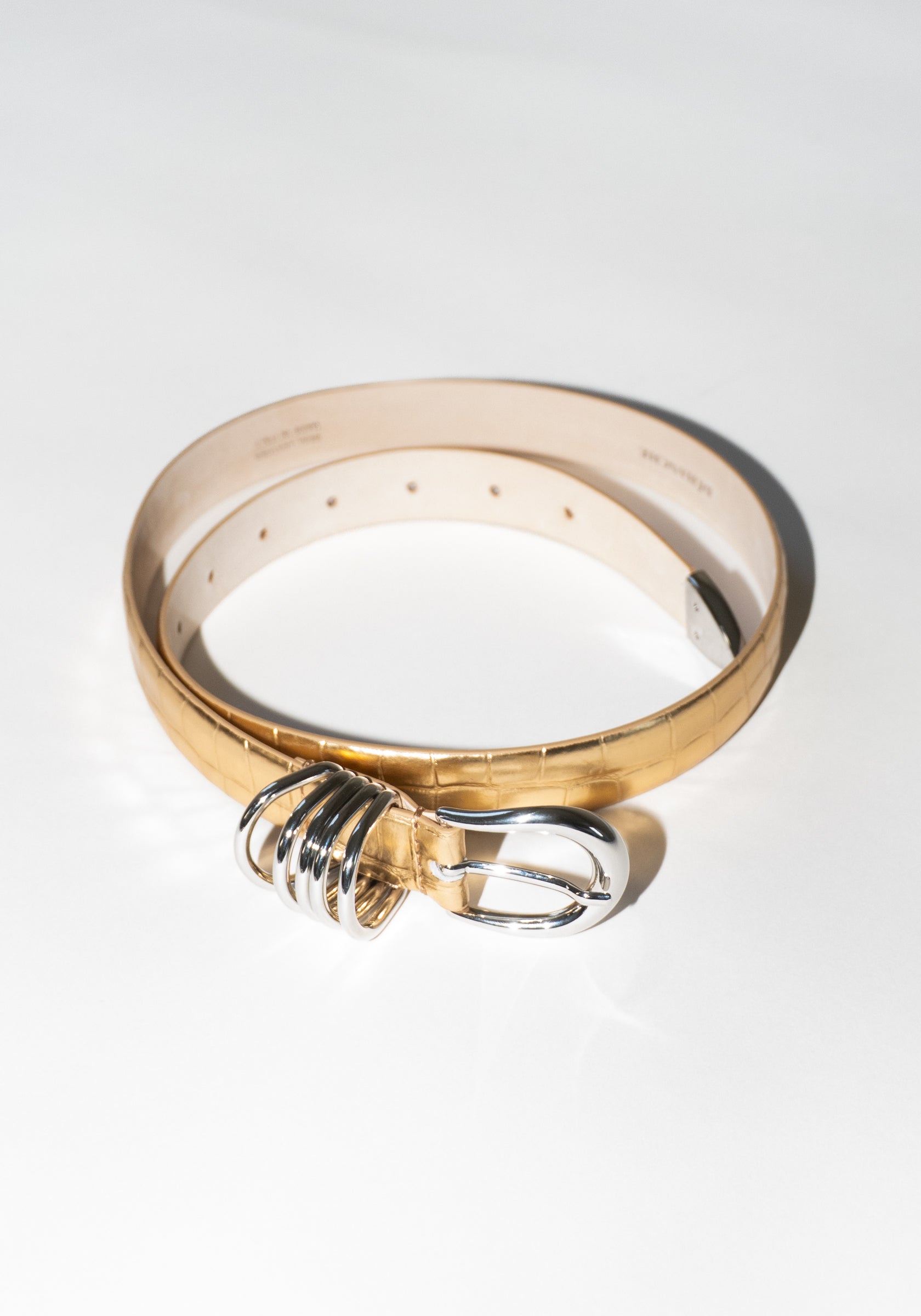 Dehanche Hollyhock Mirror Croc Belt in Gold with Silver