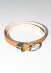 Dehanche Hollyhock Ostrich Belt in Camel with Silver