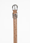 Dehanche Hollyhock Ostrich Belt in Camel with Silver
