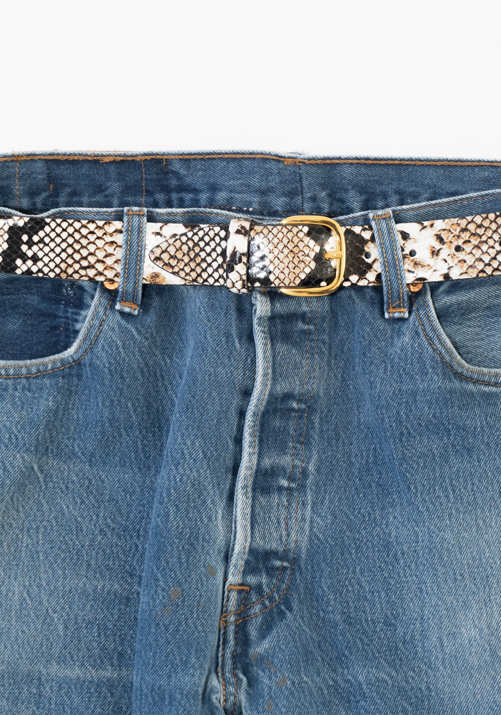 Jeanne Leather Belt in Desert Python