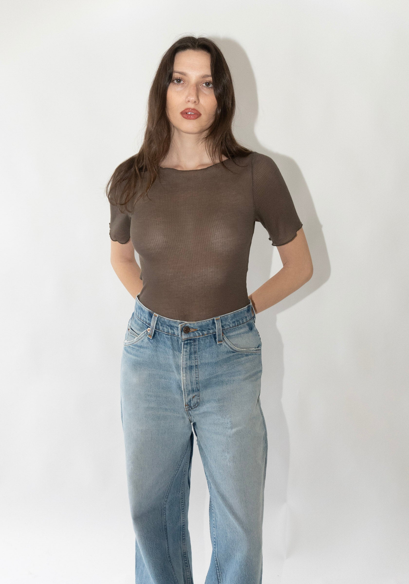 Deiji Studios Square Knit Tee in Stone