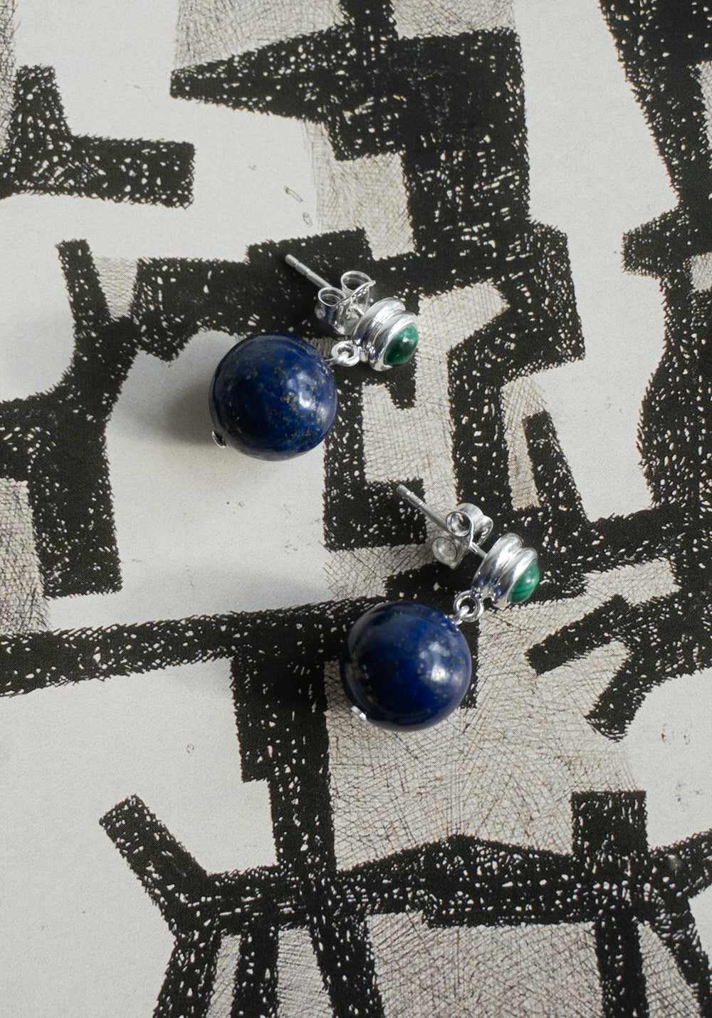 La Chapelle Earrings with Lapis and Malachite