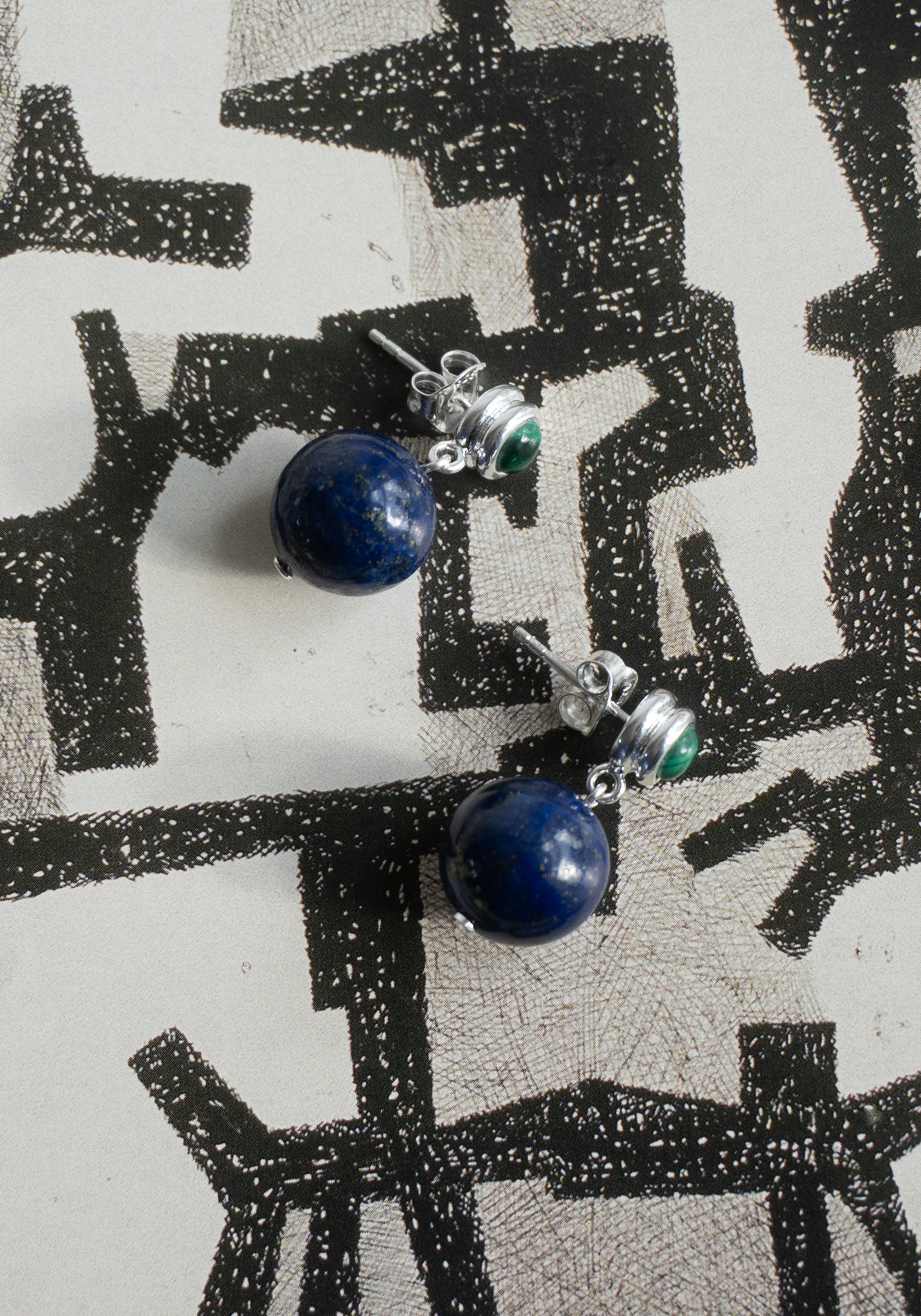 La Chapelle Earrings with Lapis and Malachite
