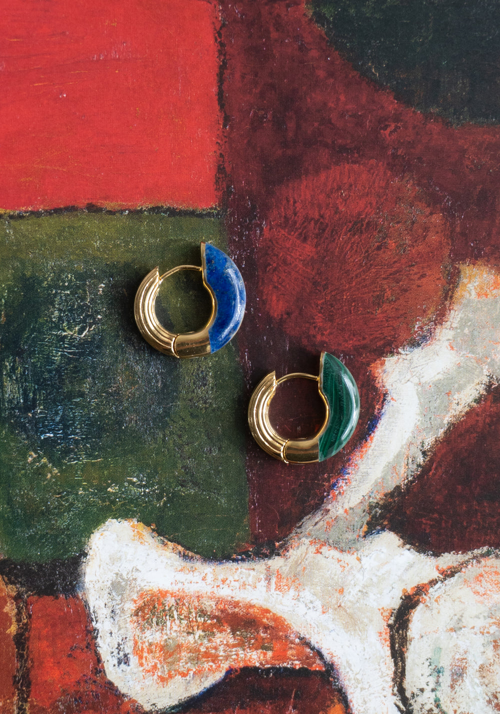Locus Solus Earrings with Lapis and Malachite