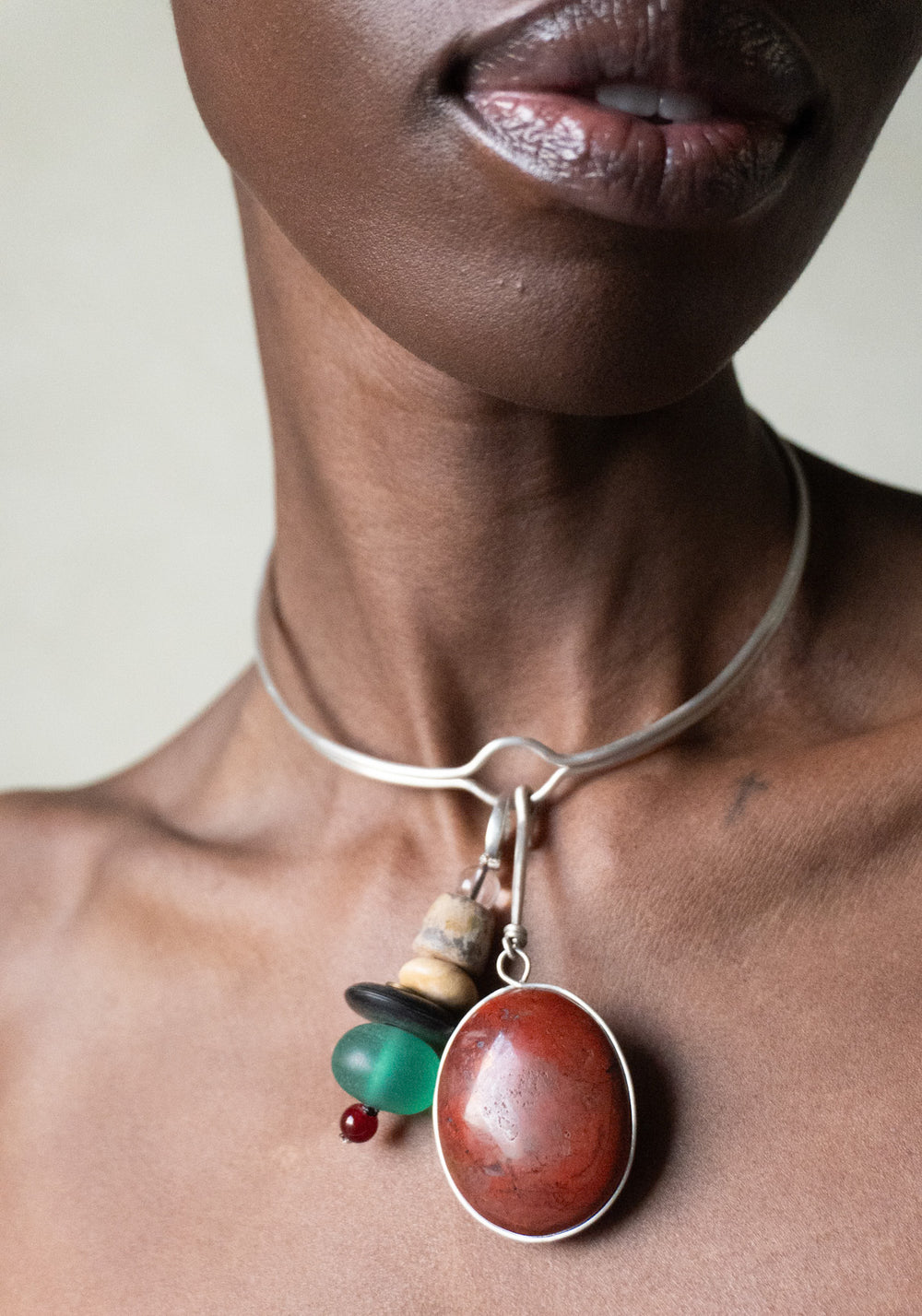 Red Jasper Pendant Keeper Collar