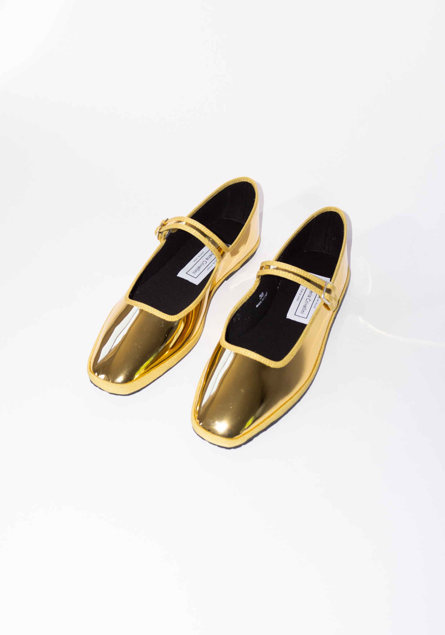 Drogheria Crivellini Square Toe Maryjane in Gold Mirror