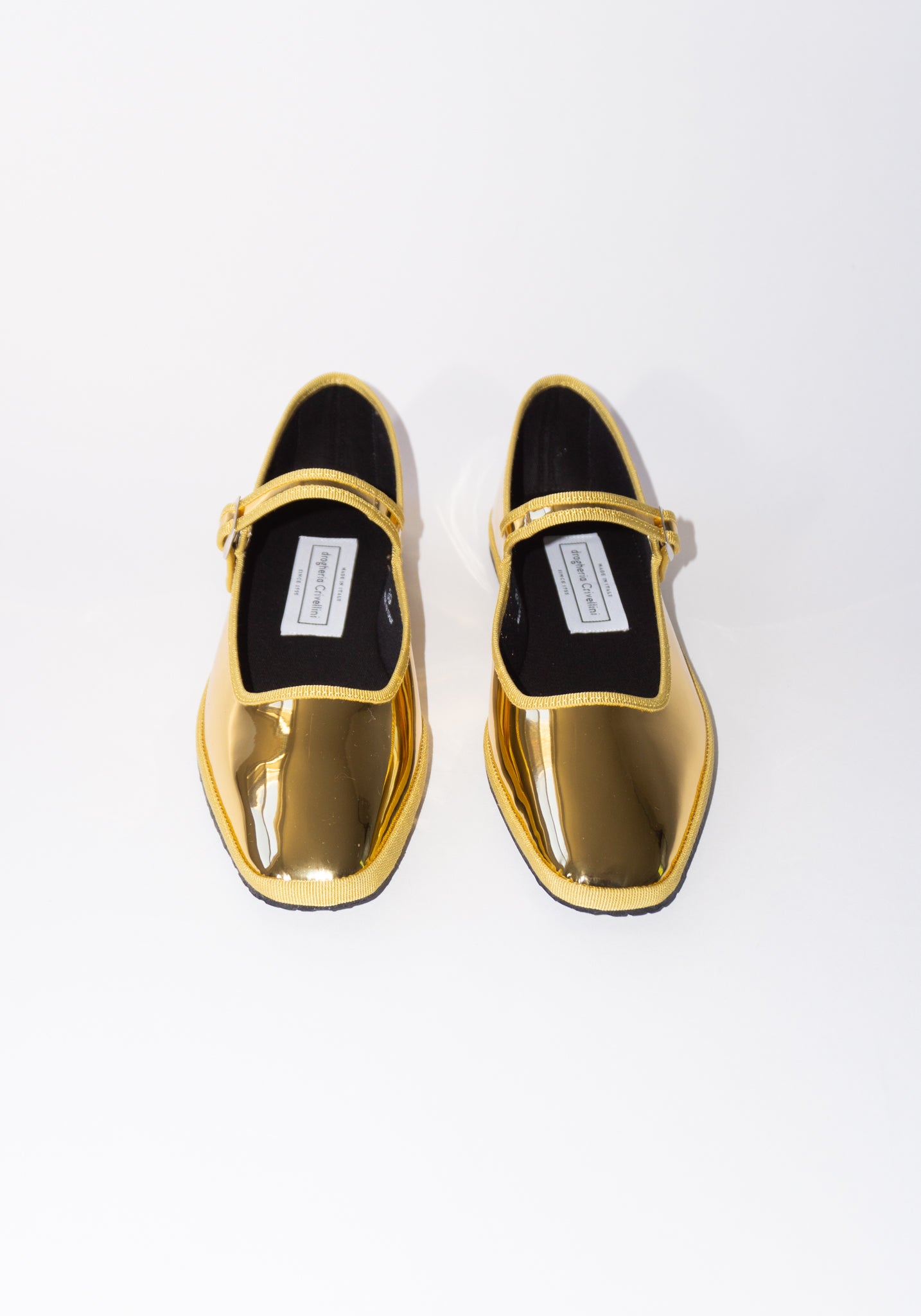 Drogheria Crivellini Square Toe Maryjane in Gold Mirror