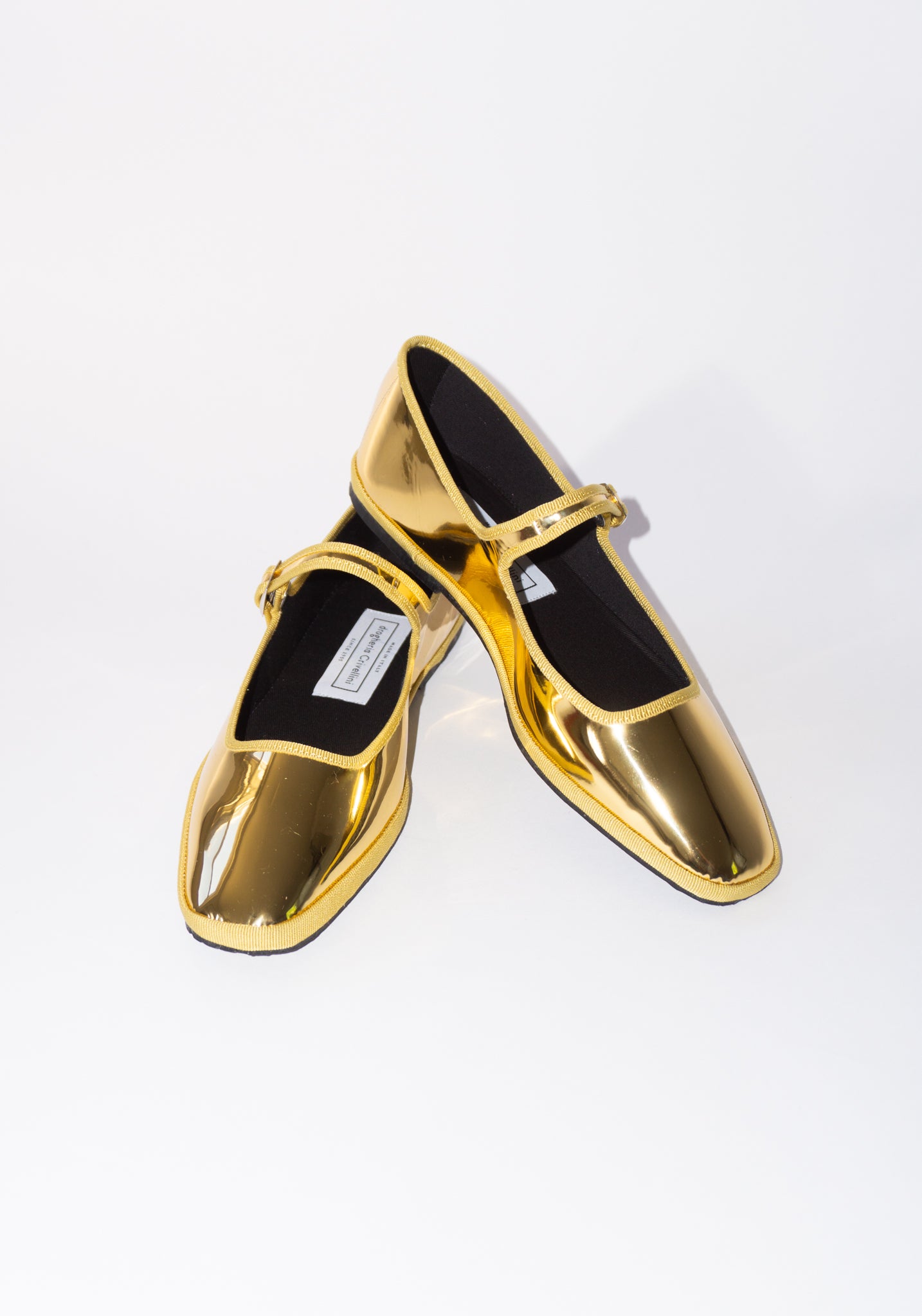 Drogheria Crivellini Square Toe Maryjane in Gold Mirror