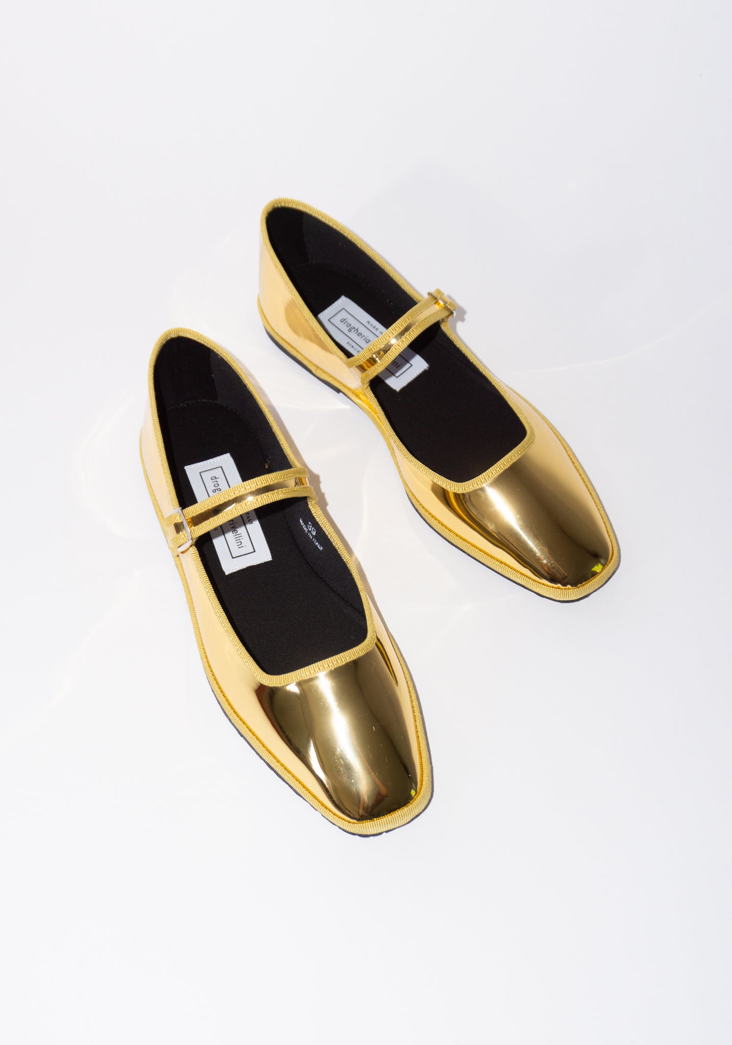 Drogheria Crivellini Square Toe Maryjane in Gold Mirror