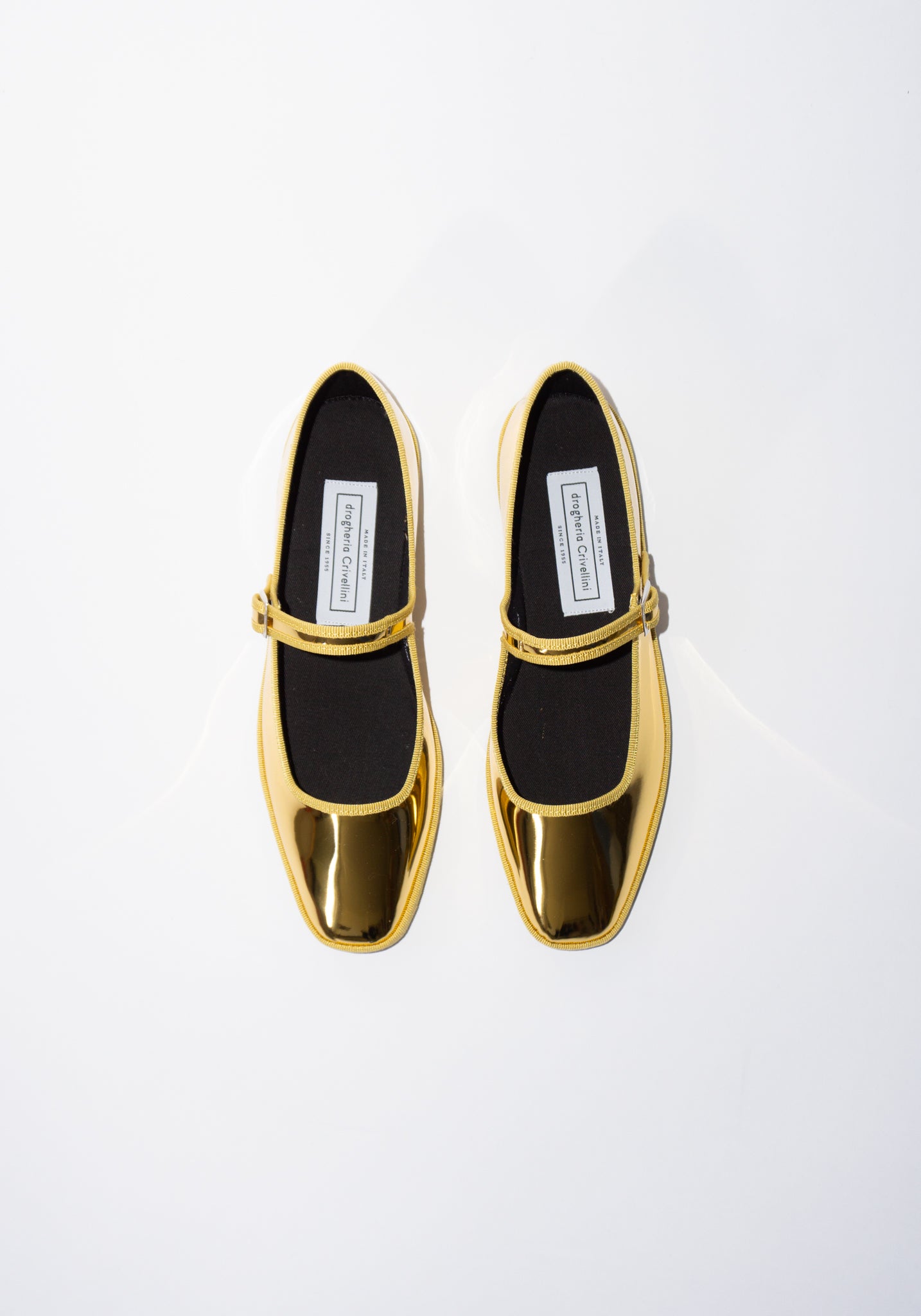 Drogheria Crivellini Square Toe Maryjane in Gold Mirror