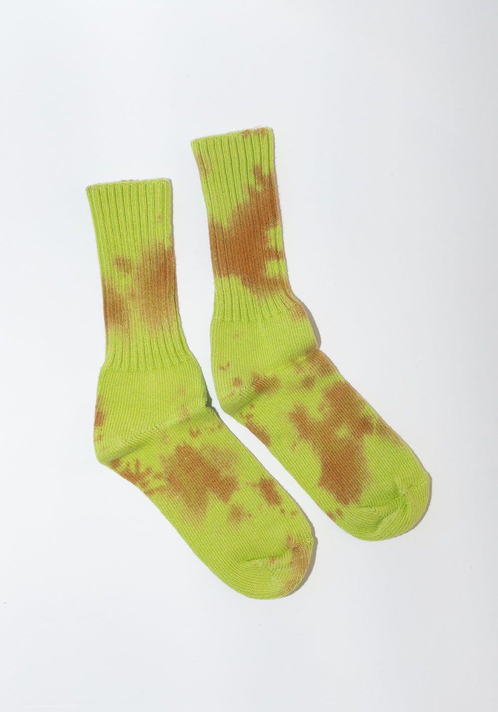 Tie Dye Socks in Rust and Lime