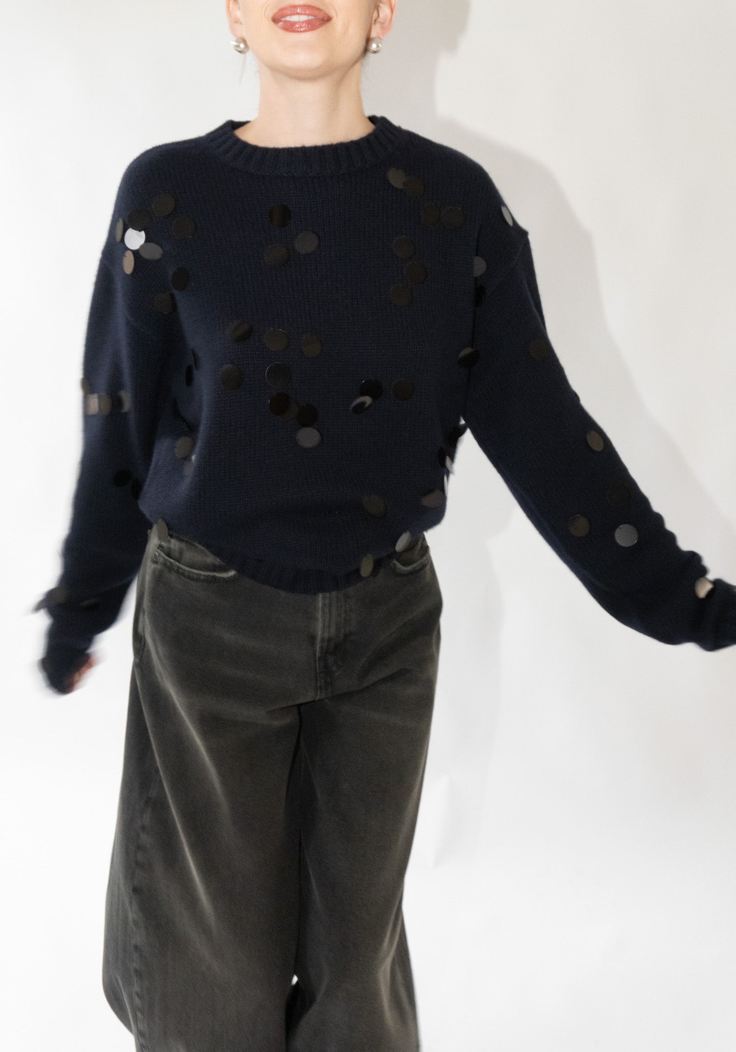 Cashmere Oldie no.373 Sweater in Navy Sequins