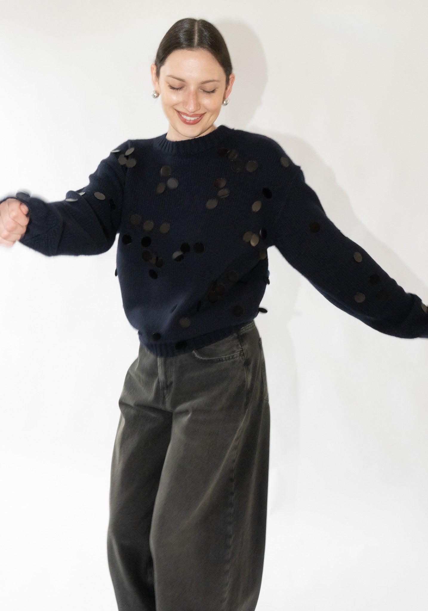 Cashmere Oldie no.373 Sweater in Navy Sequins