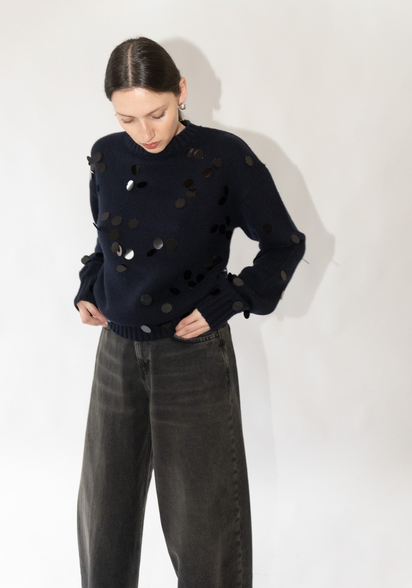 Cashmere Oldie no.373 Sweater in Navy Sequins