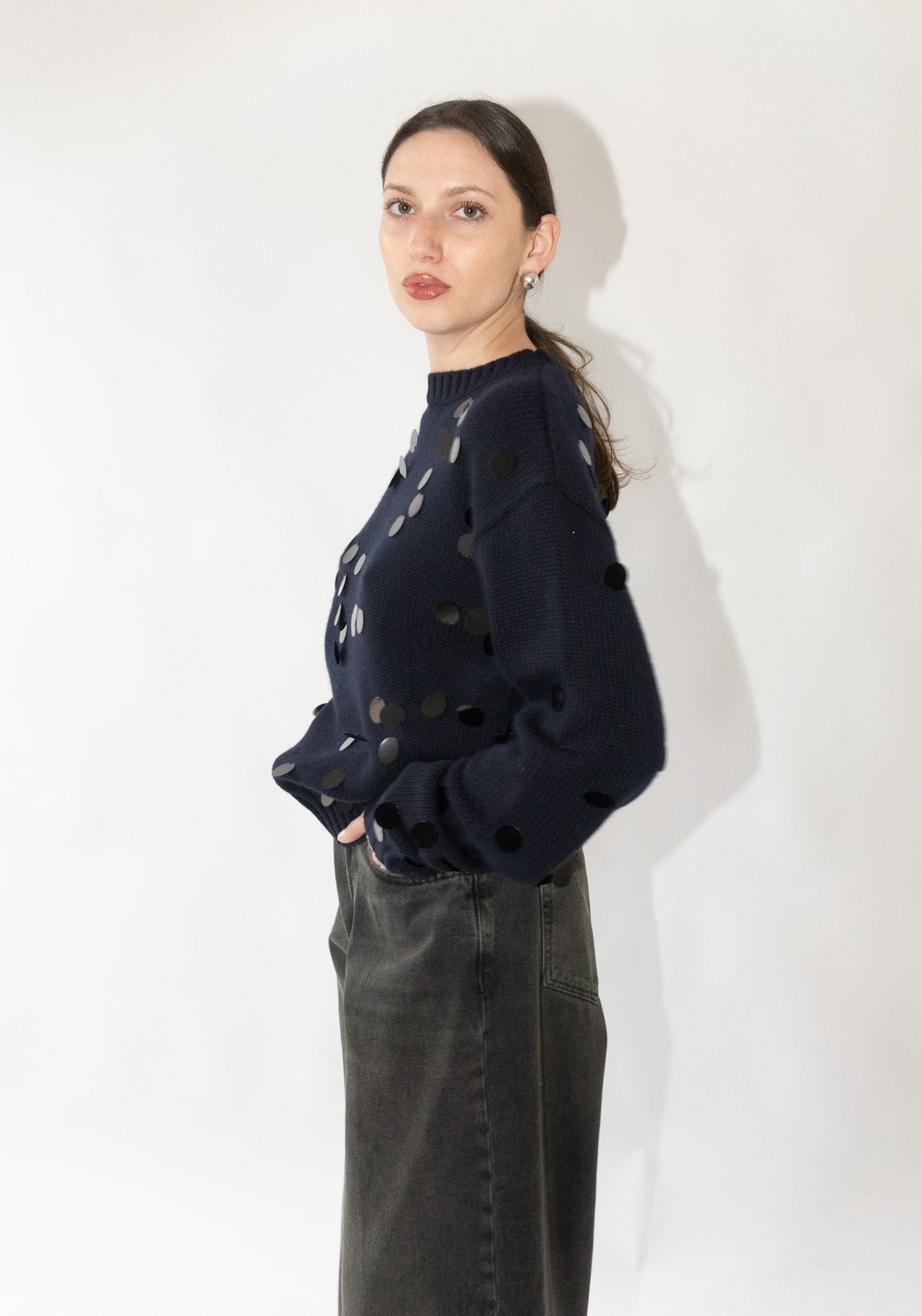 Cashmere Oldie no.373 Sweater in Navy Sequins