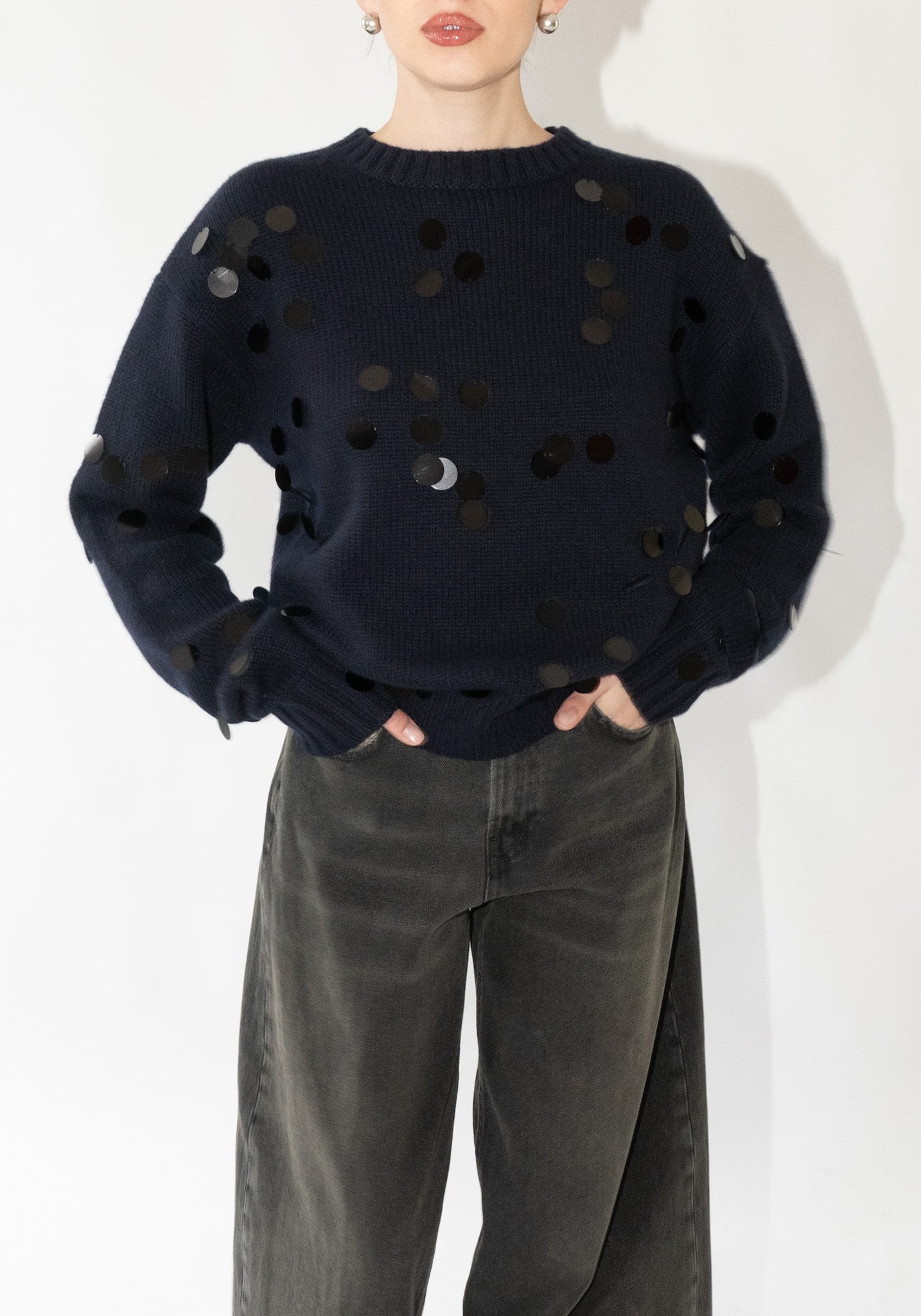 Cashmere Oldie no.373 Sweater in Navy Sequins