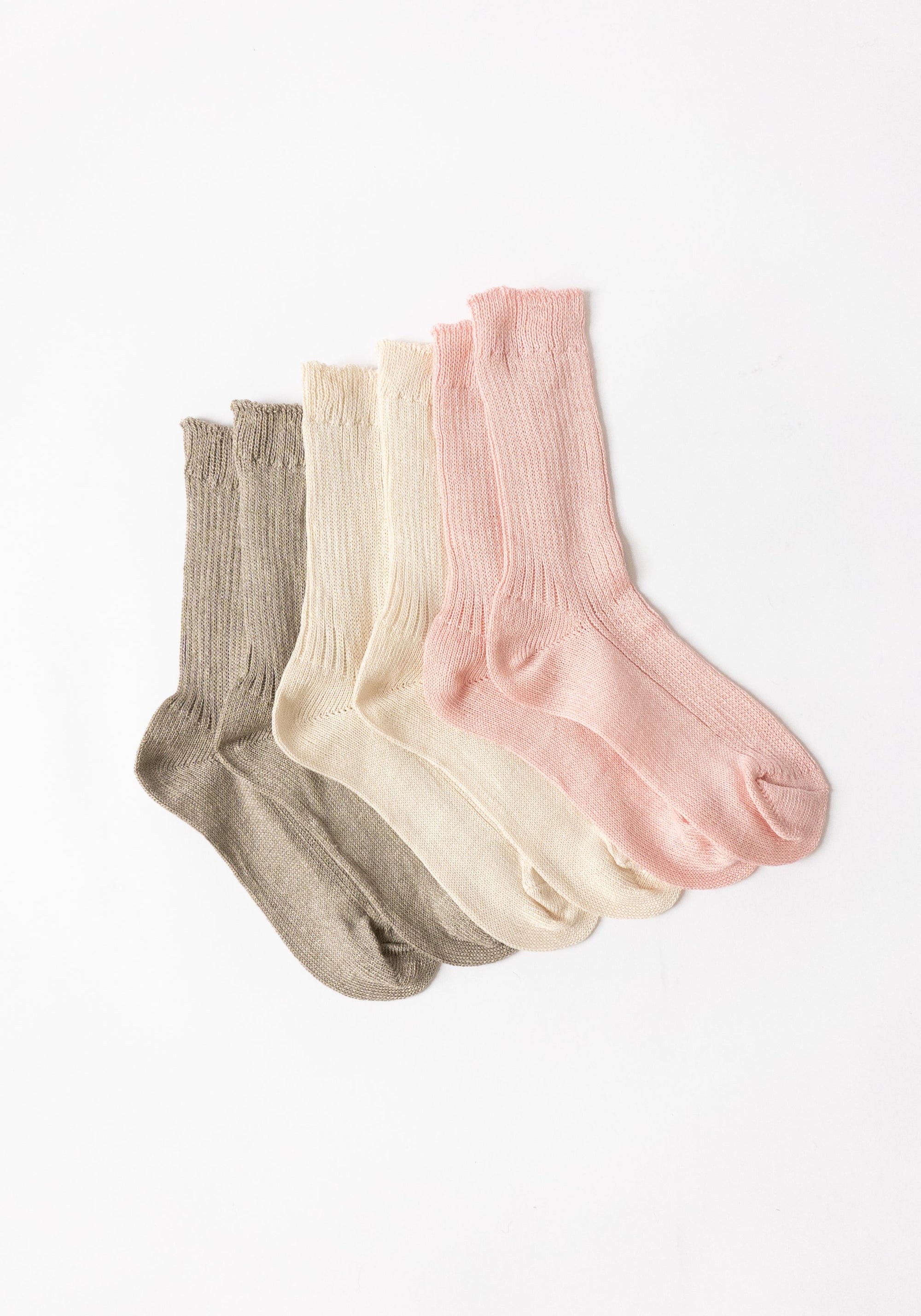 Linen Ribbed Socks in Blossom