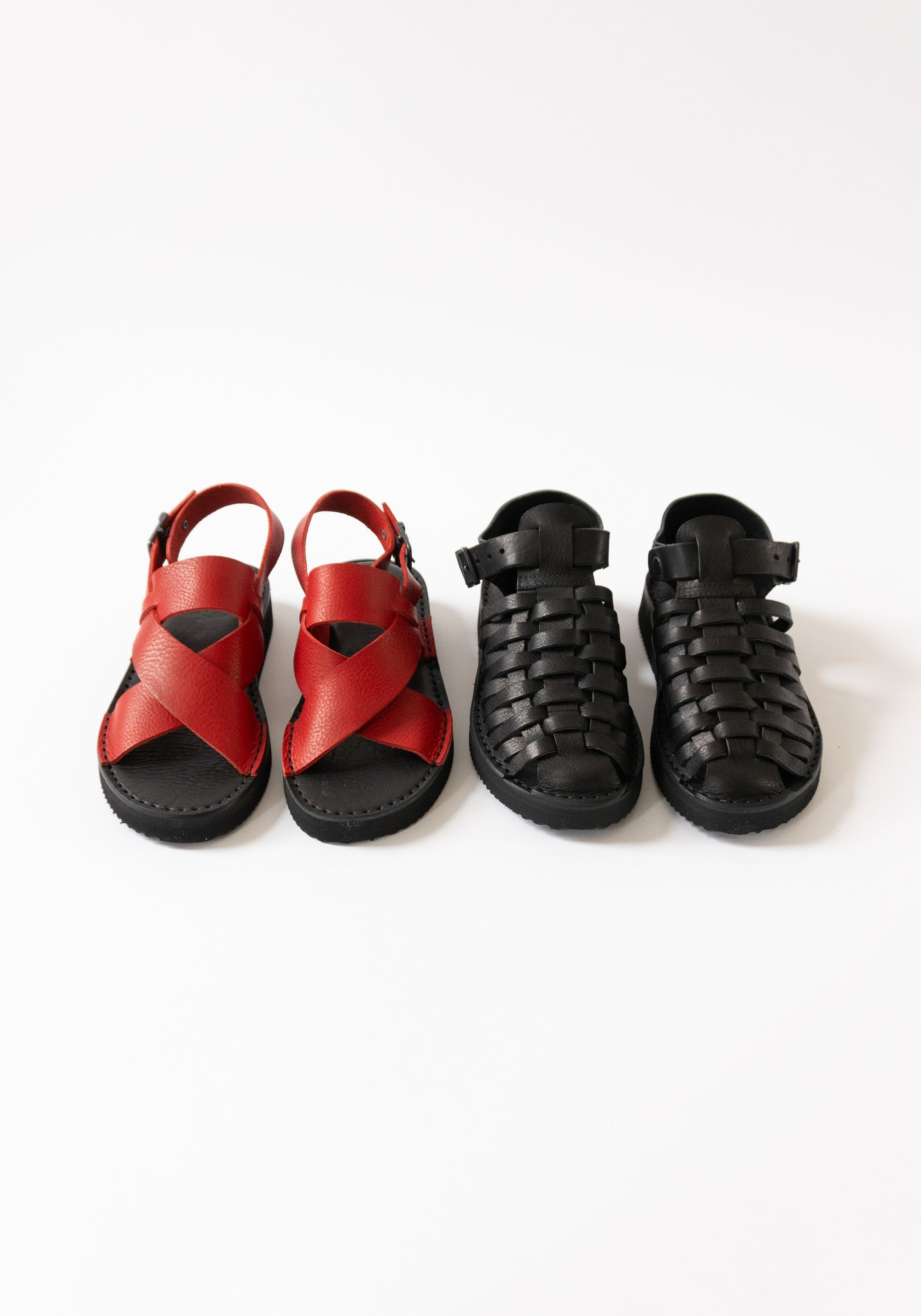 Fracap Leather Crossover Sandal in Red