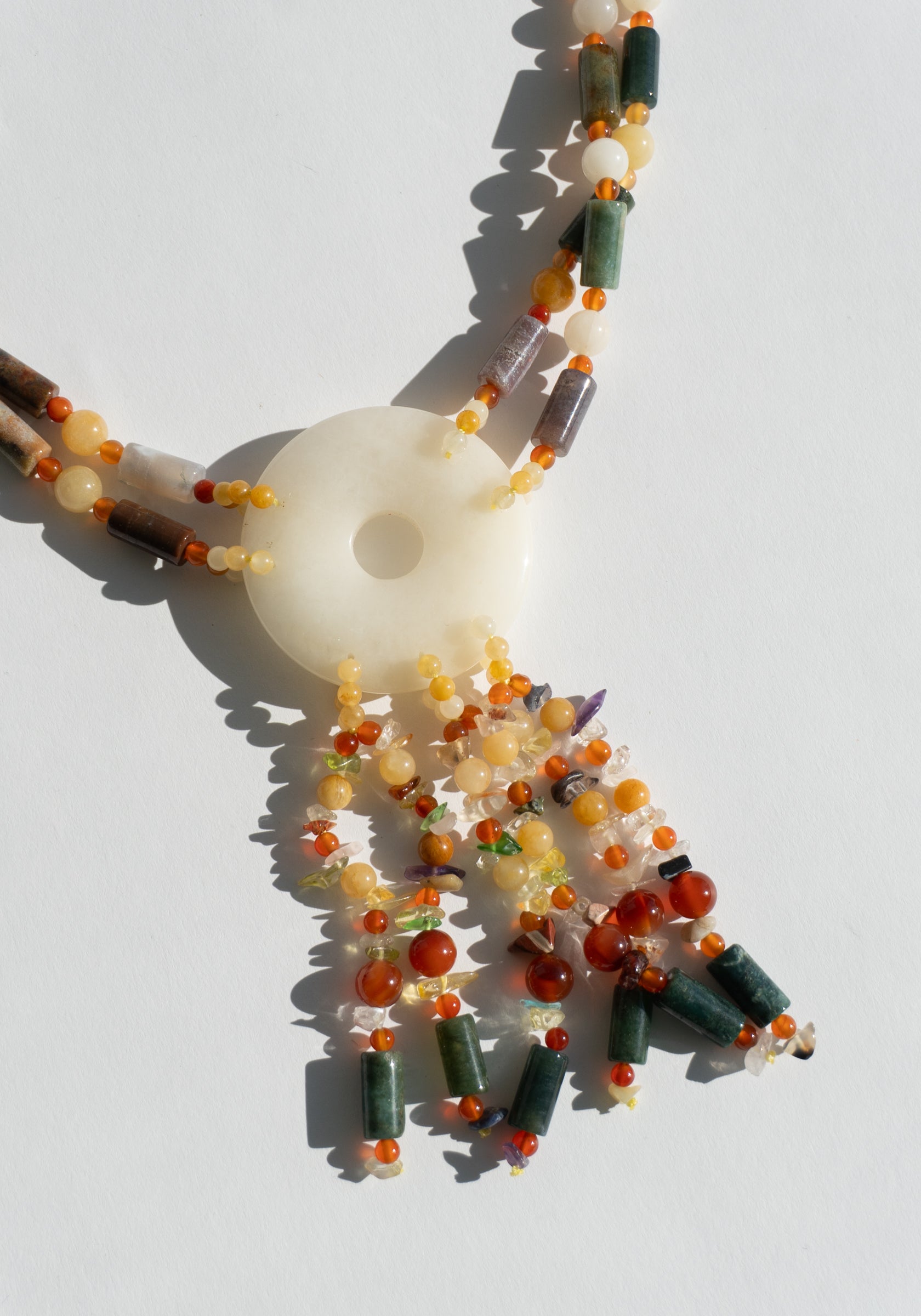 Agate Beaded Tassel Necklace