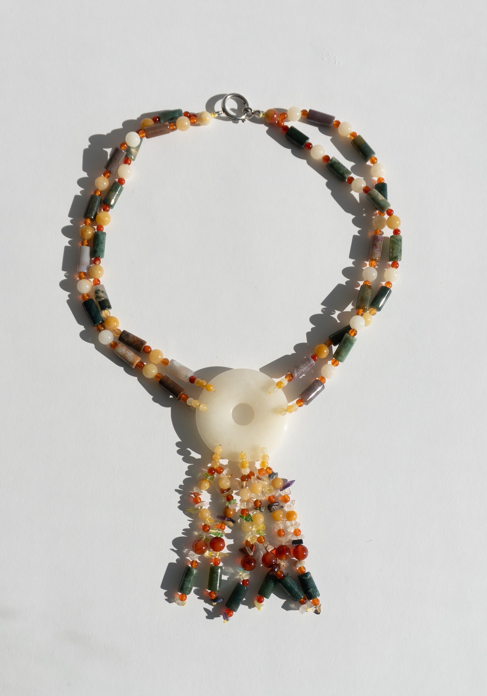 Agate Beaded Tassel Necklace