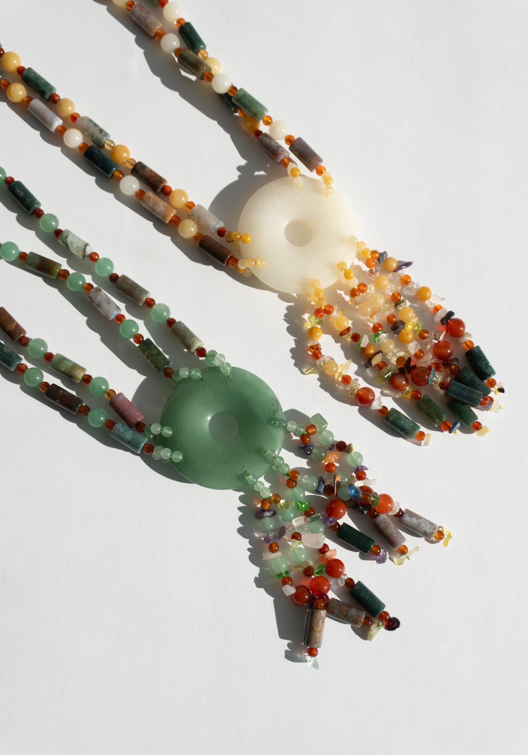 Agate Beaded Tassel Necklace