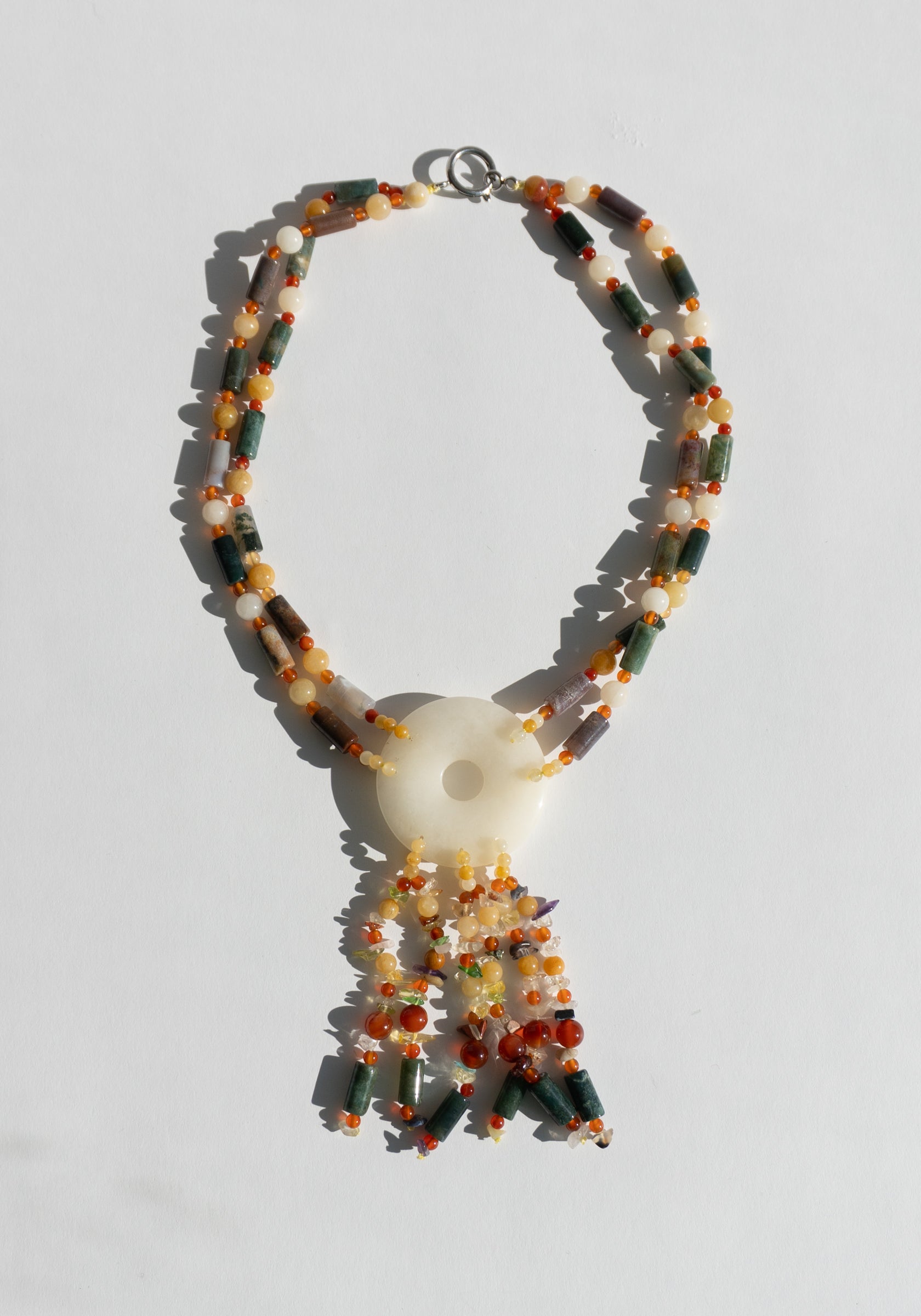 Agate Beaded Tassel Necklace