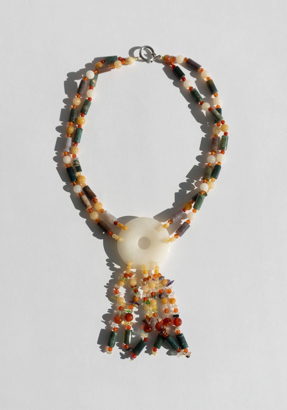 Agate Beaded Tassel Necklace