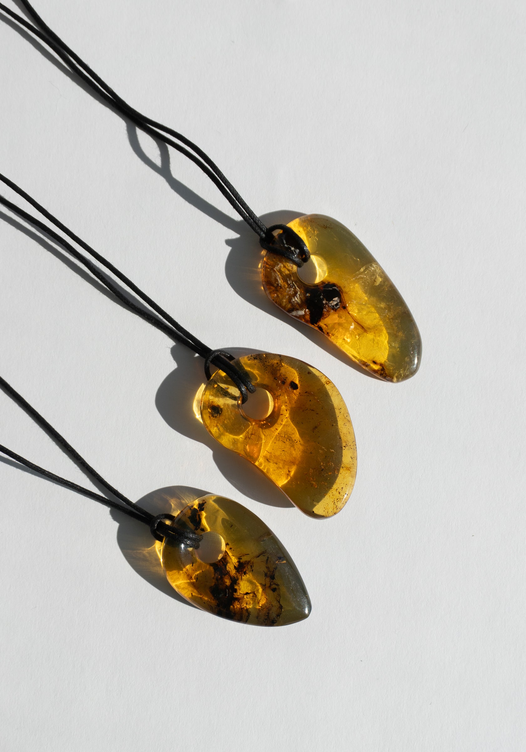 Organic Amber Pendant Necklaces