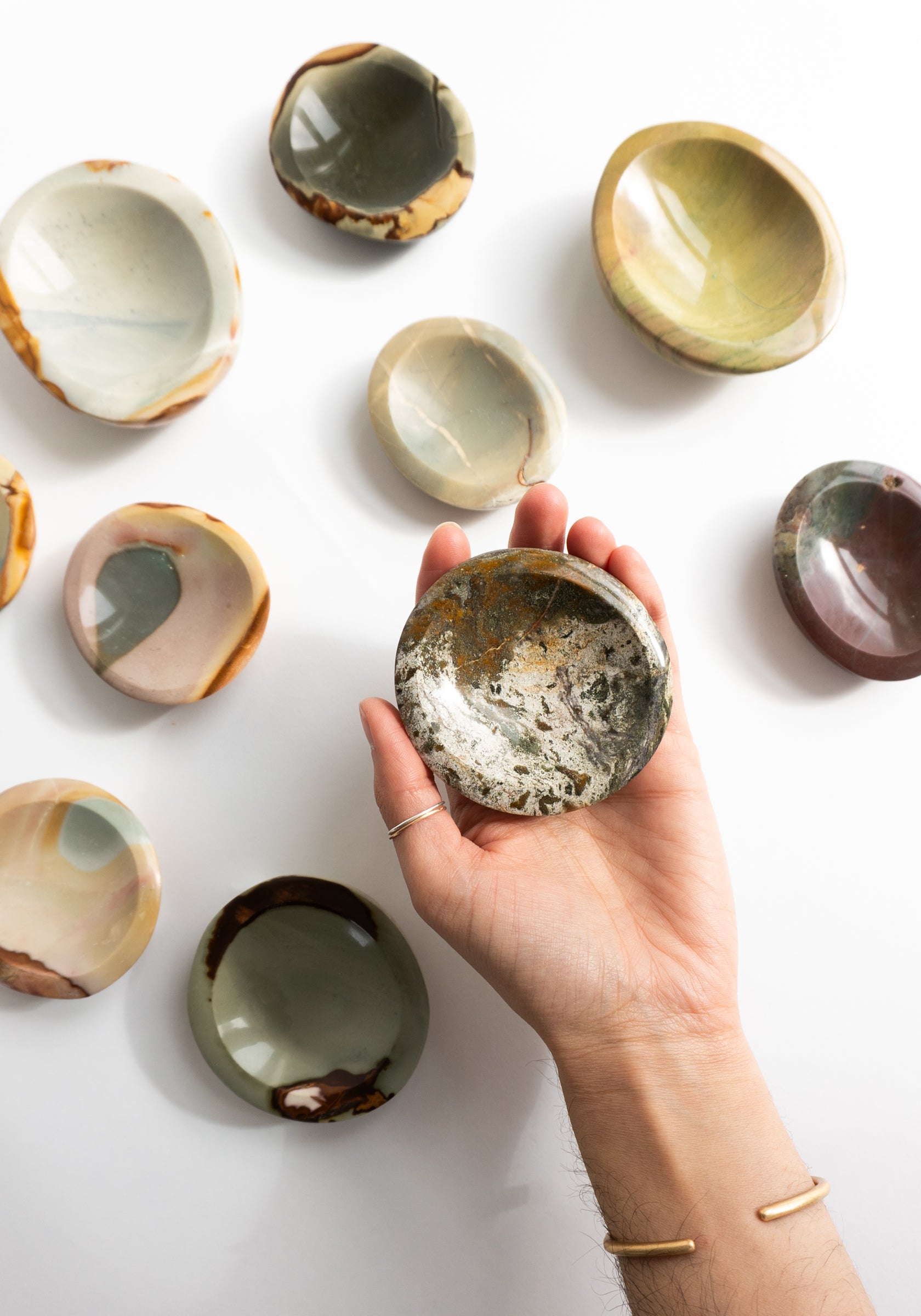 Assorted Jasper Stone Dishes