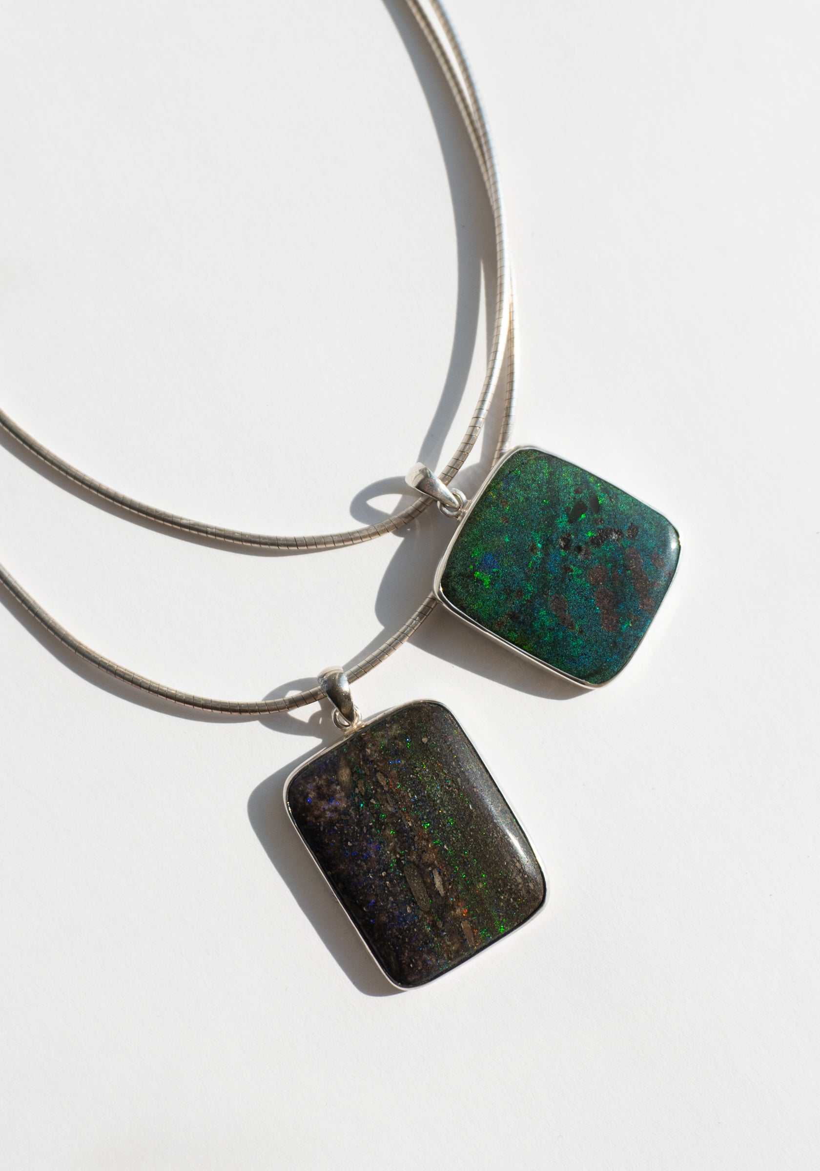 Dark Australian Opal Pendant Necklace