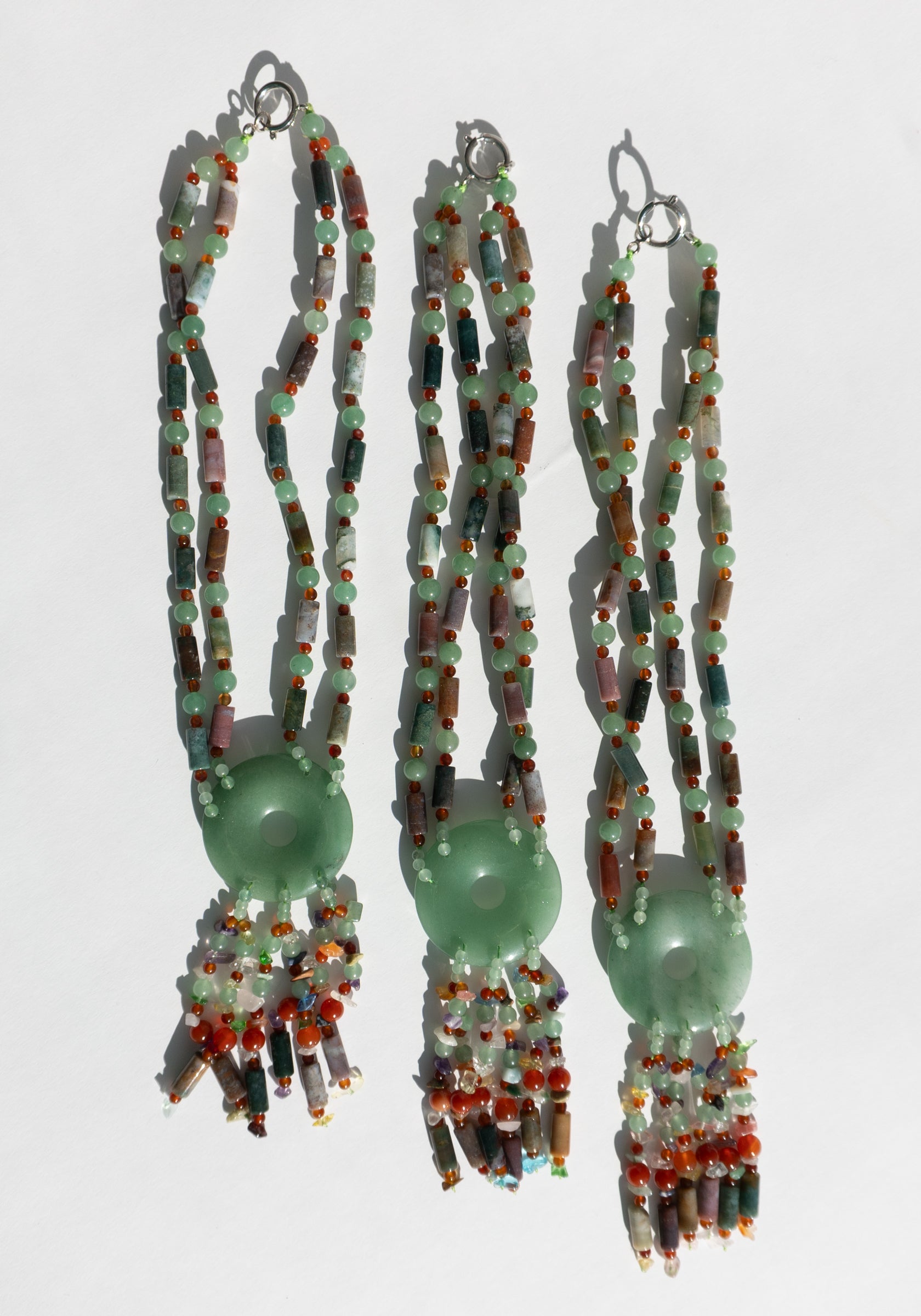 Jade Beaded Tassel Necklace