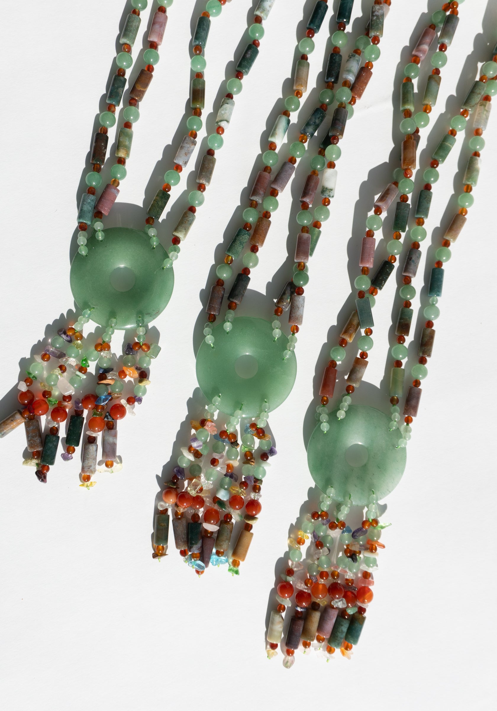 Jade Beaded Tassel Necklace