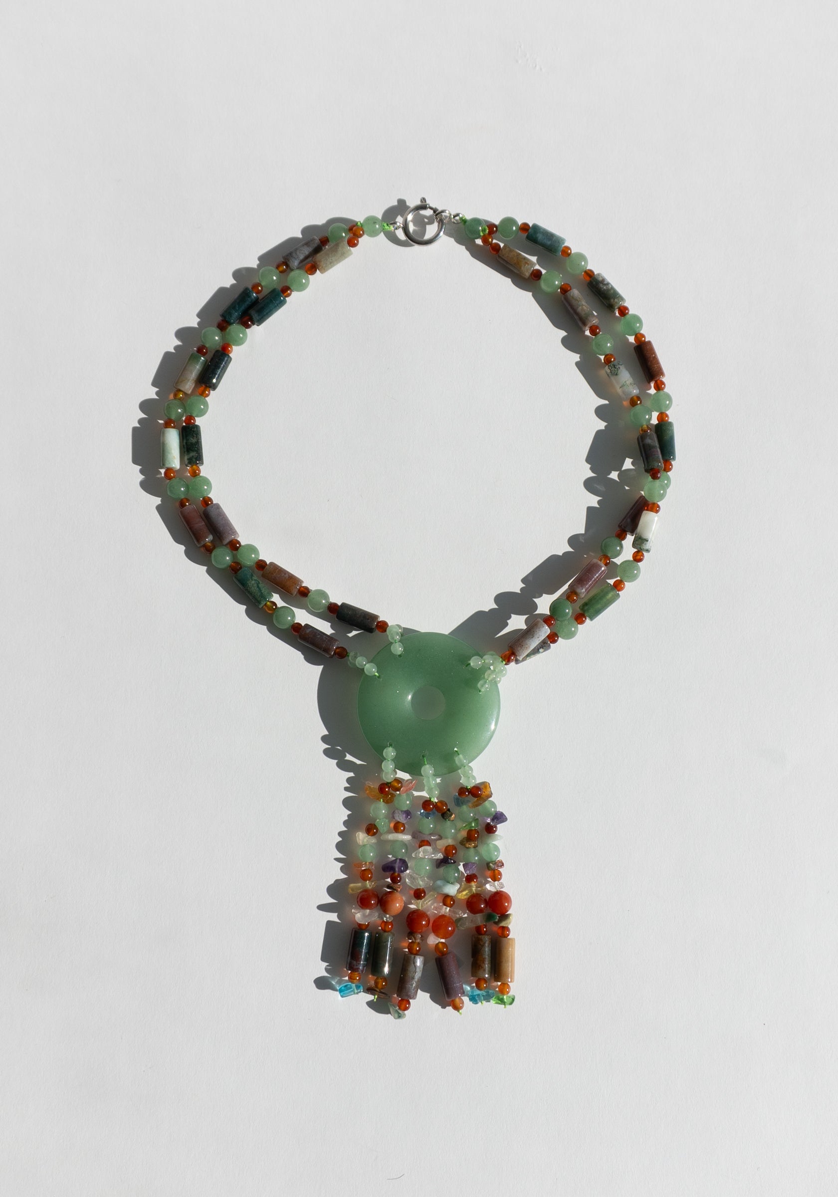 Jade Beaded Tassel Necklace