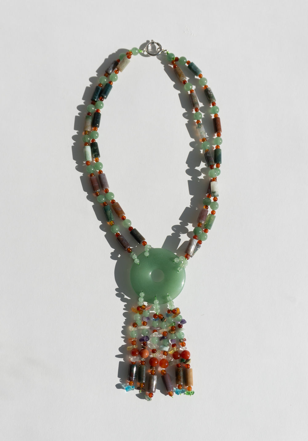 Jade Beaded Tassel Necklace