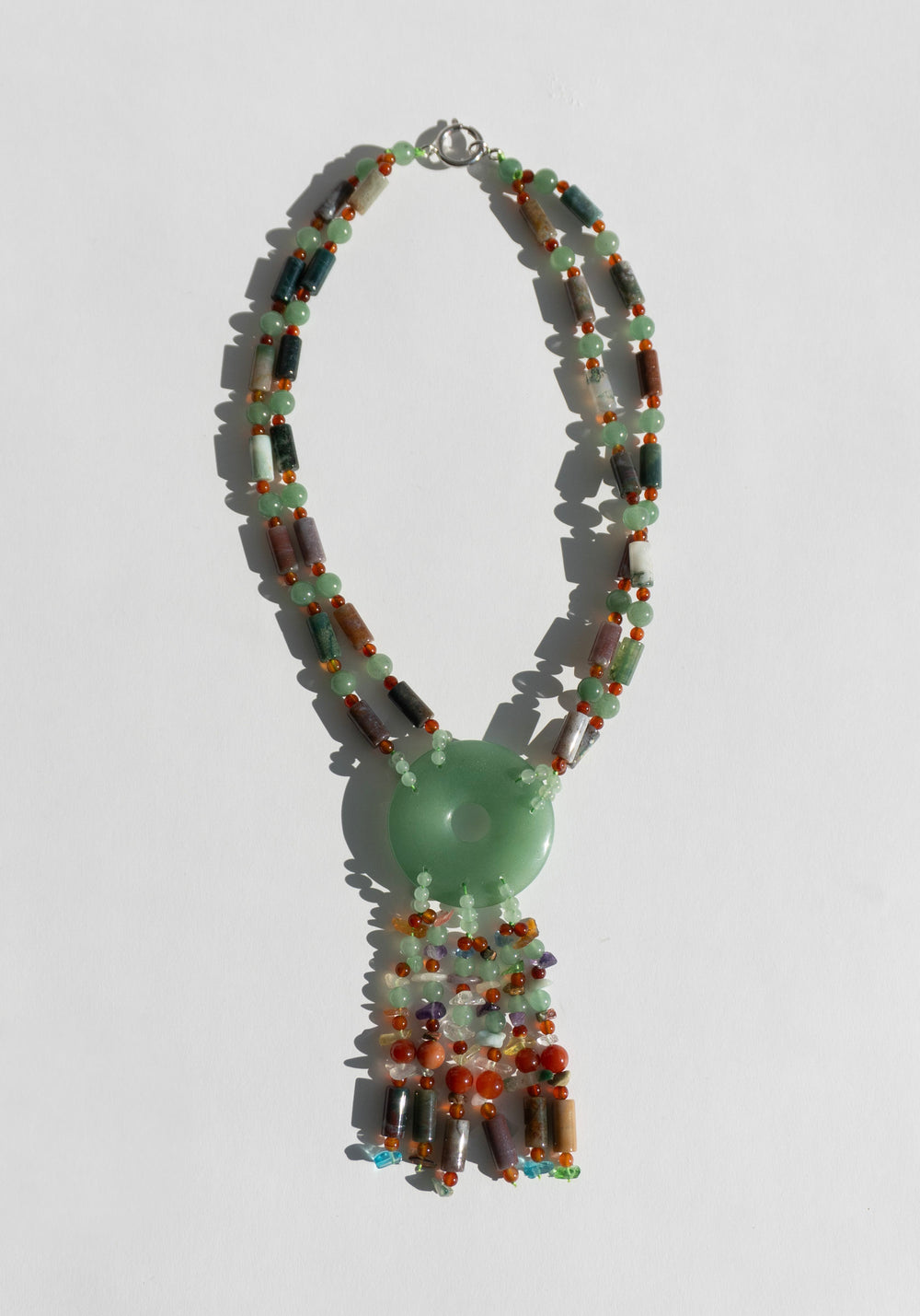 Jade Beaded Tassel Necklace