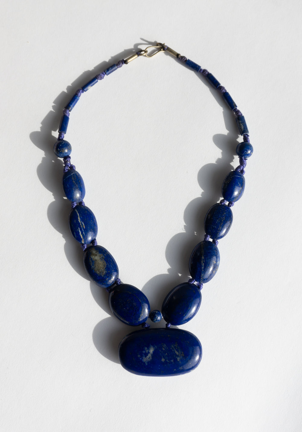 Large Lapis Lazuli Oval Beaded Necklace