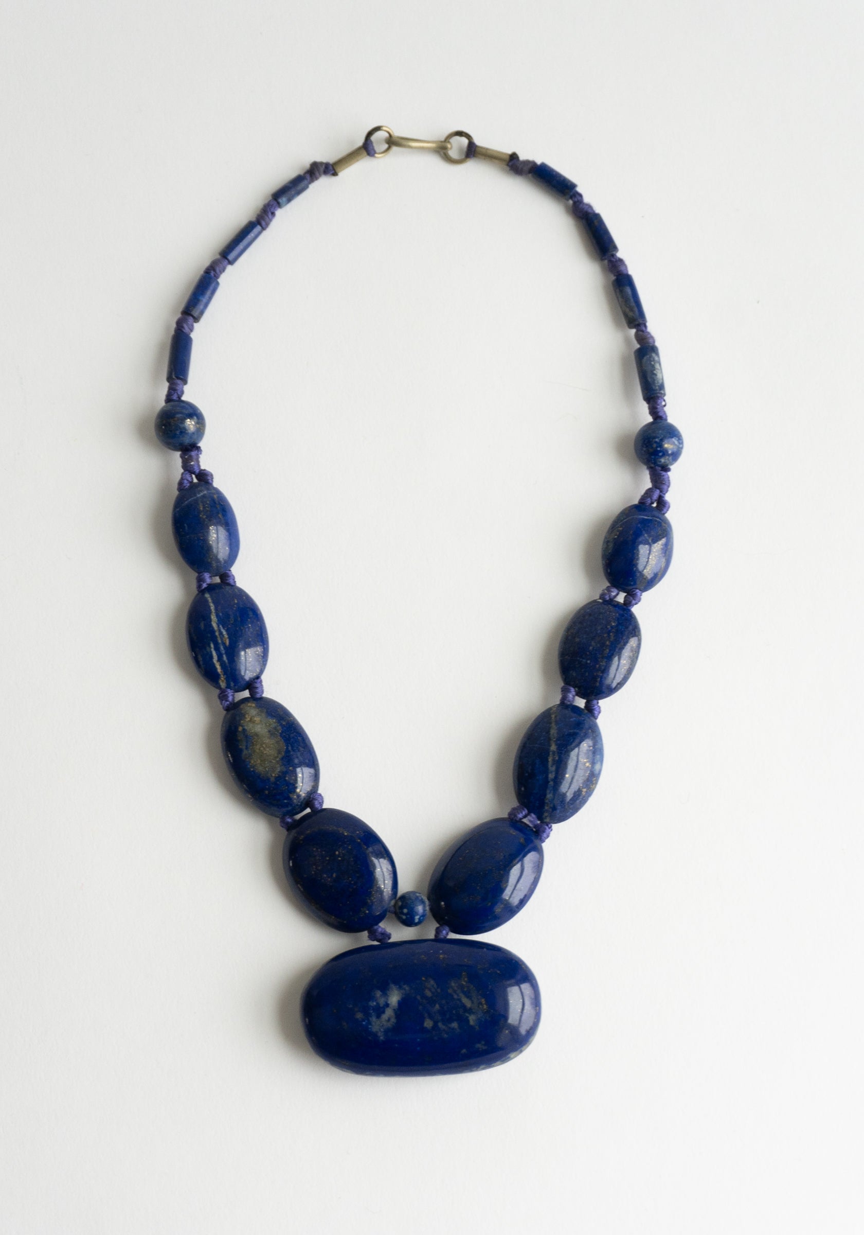 Large Lapis Lazuli Oval Beaded Necklace