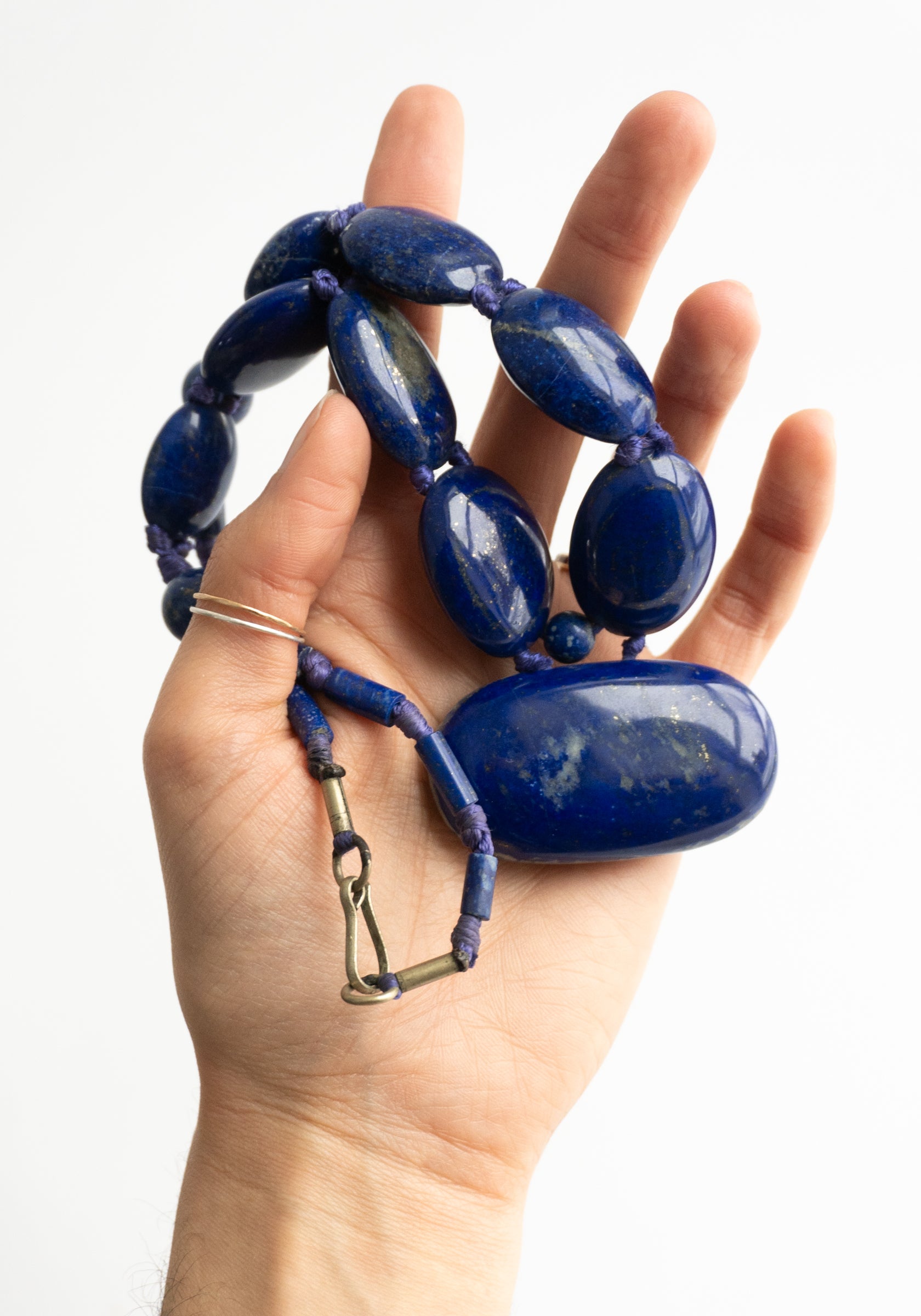 Large Lapis Lazuli Oval Beaded Necklace