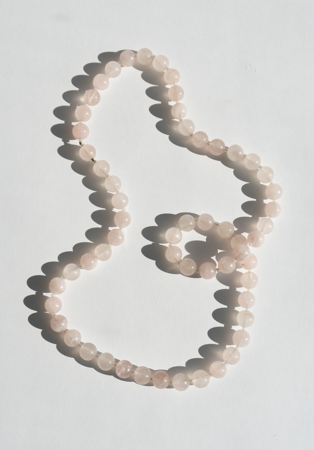 Long Rose Quartz Beaded Necklace