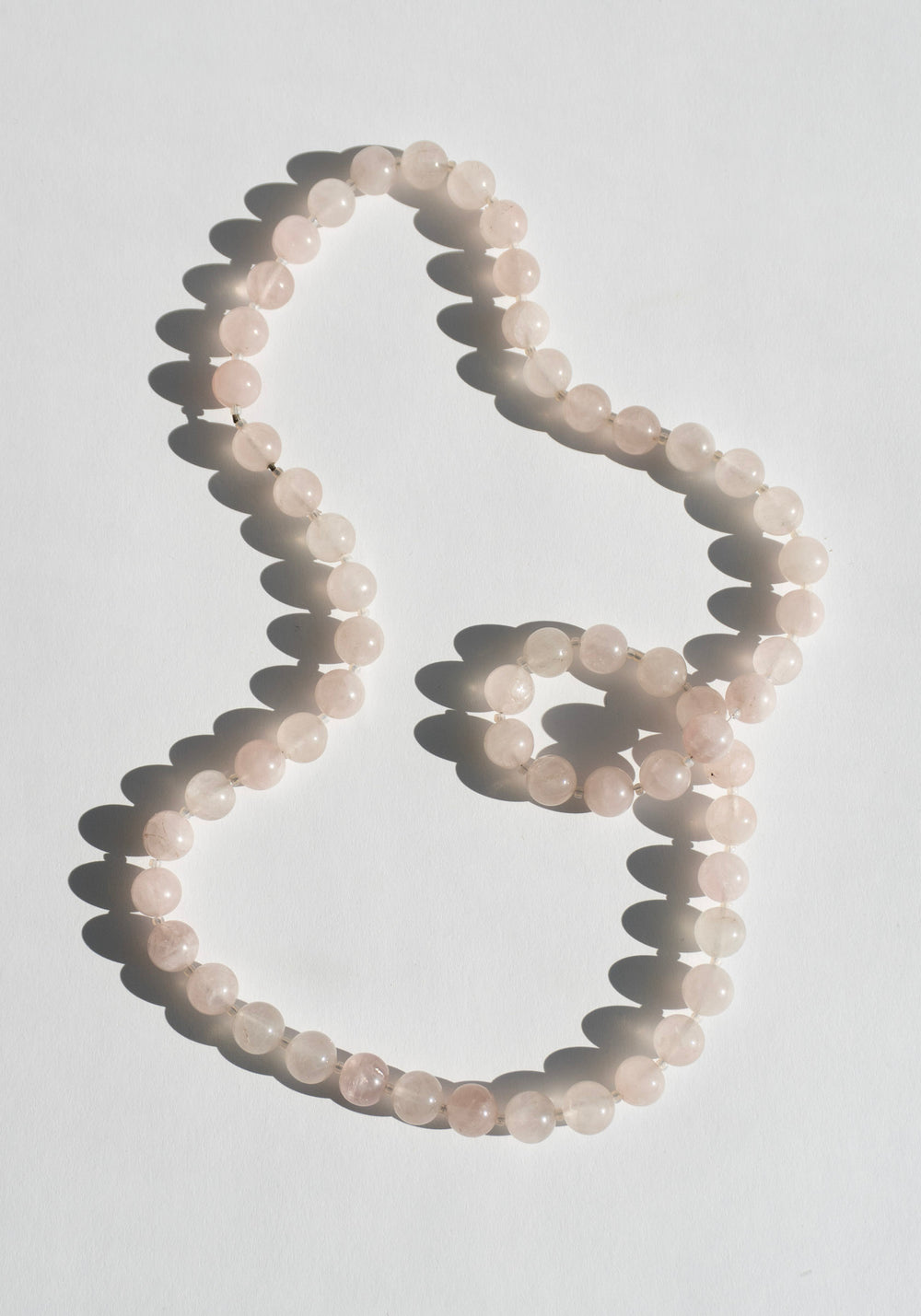 Long Rose Quartz Beaded Necklace