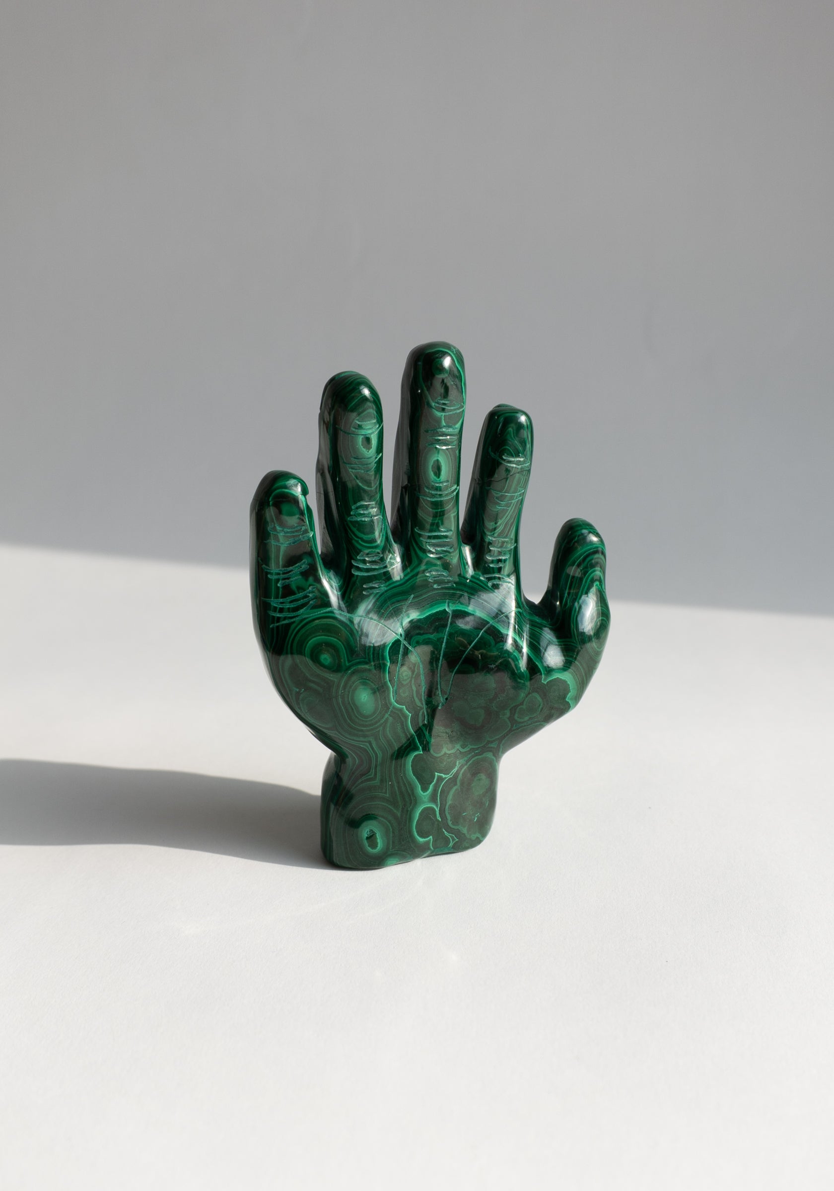 Hand Carved Malachite Hand Totem