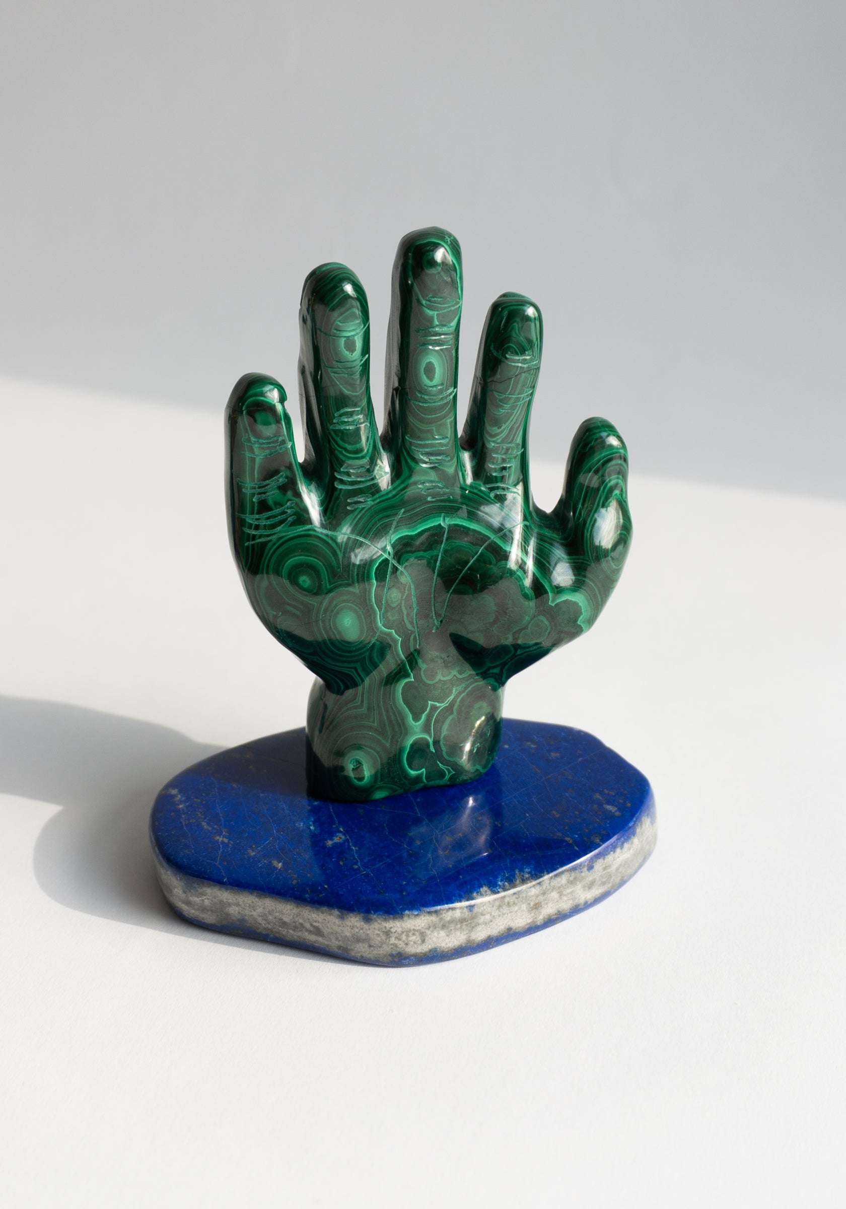 Hand Carved Malachite Hand Totem
