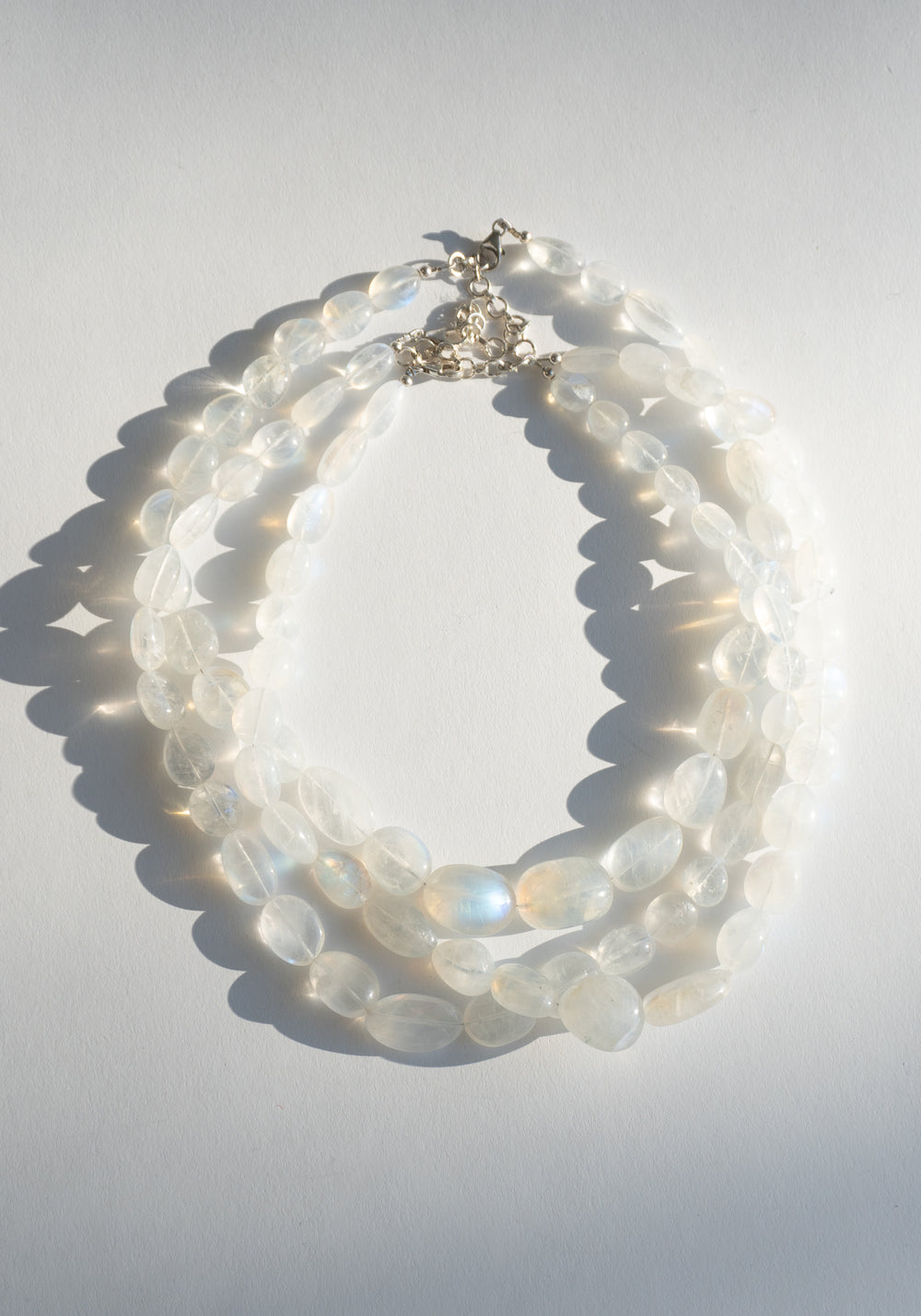 Polished Moonstone Bead Necklace