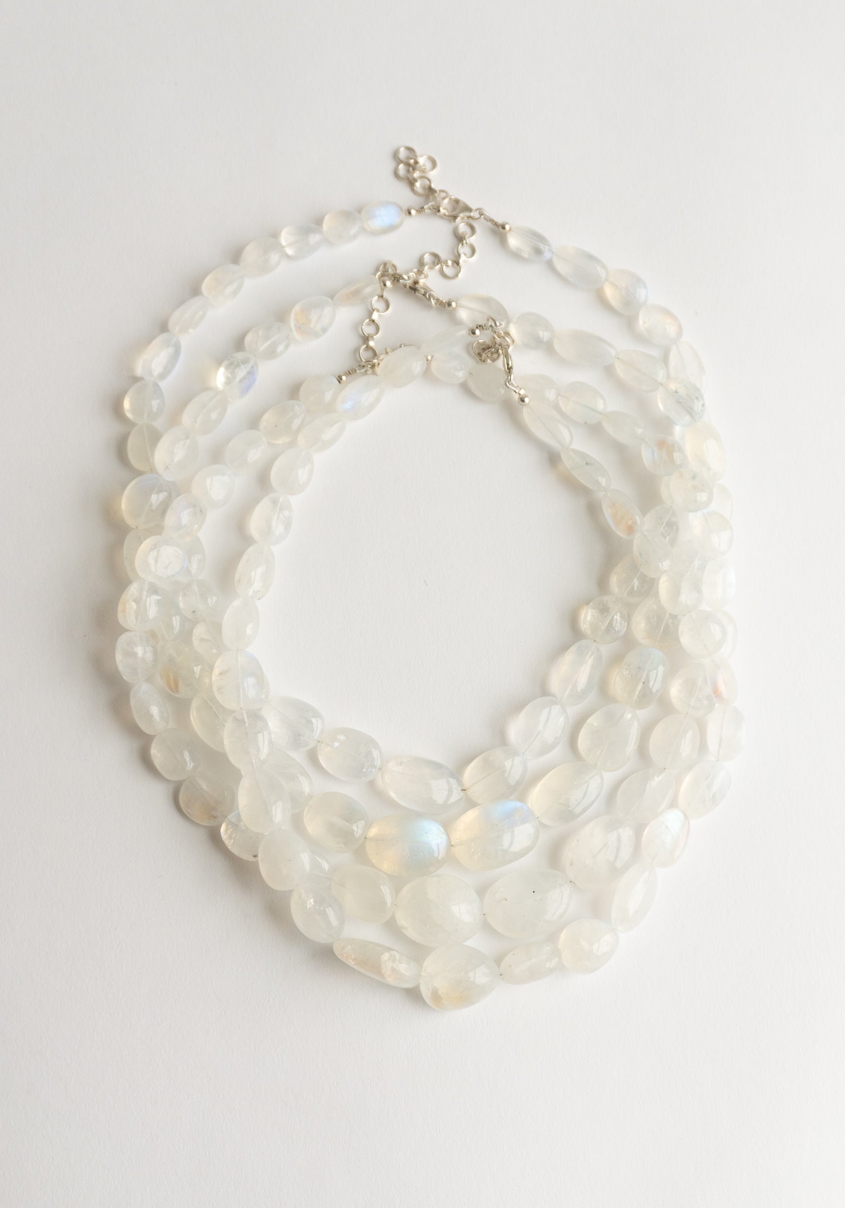 Polished Moonstone Bead Necklace