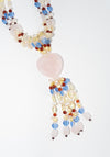Rose Quartz Beaded Tassel Necklace