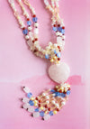 Rose Quartz Beaded Tassel Necklace