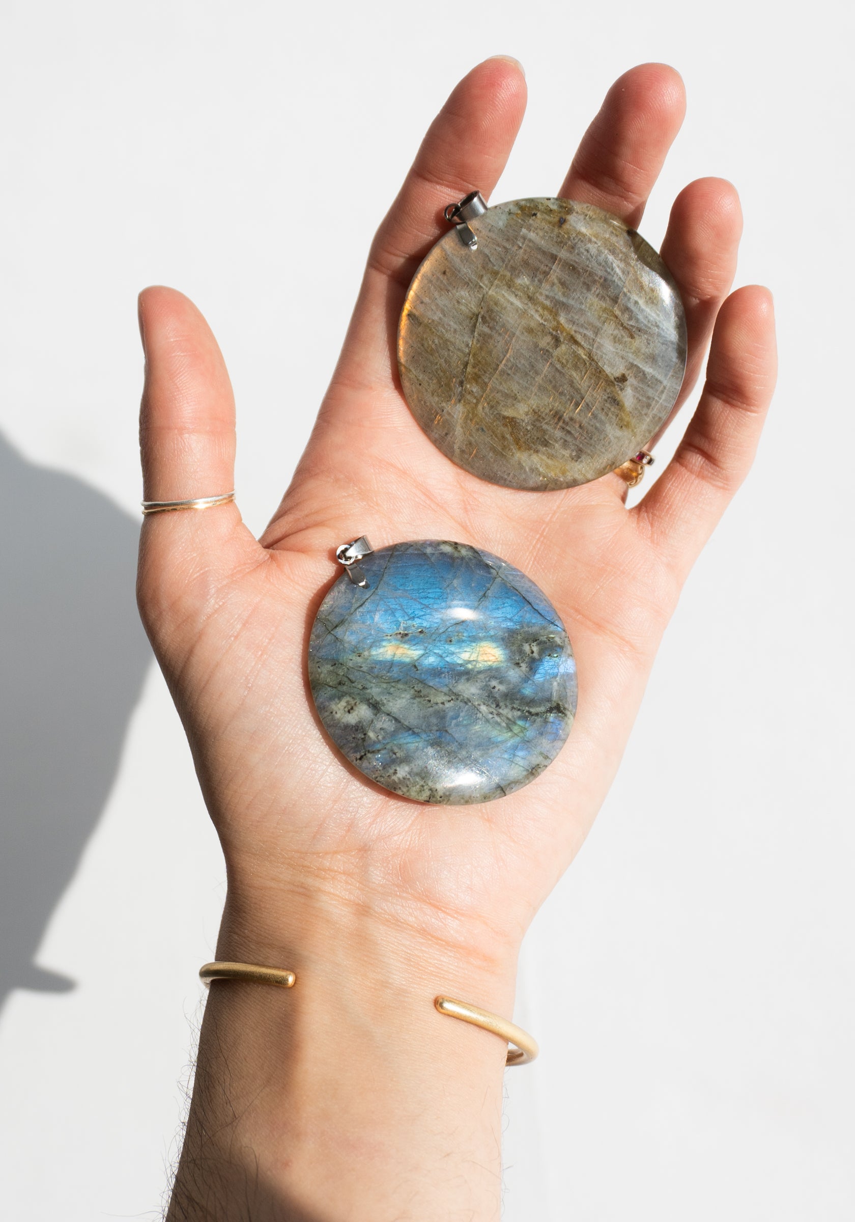 Labradorite Moon Pendant