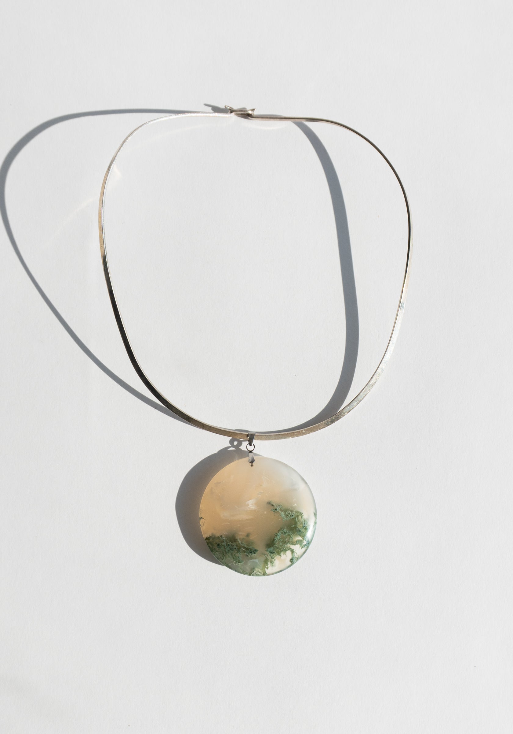 Moss Agate Moon Pendant